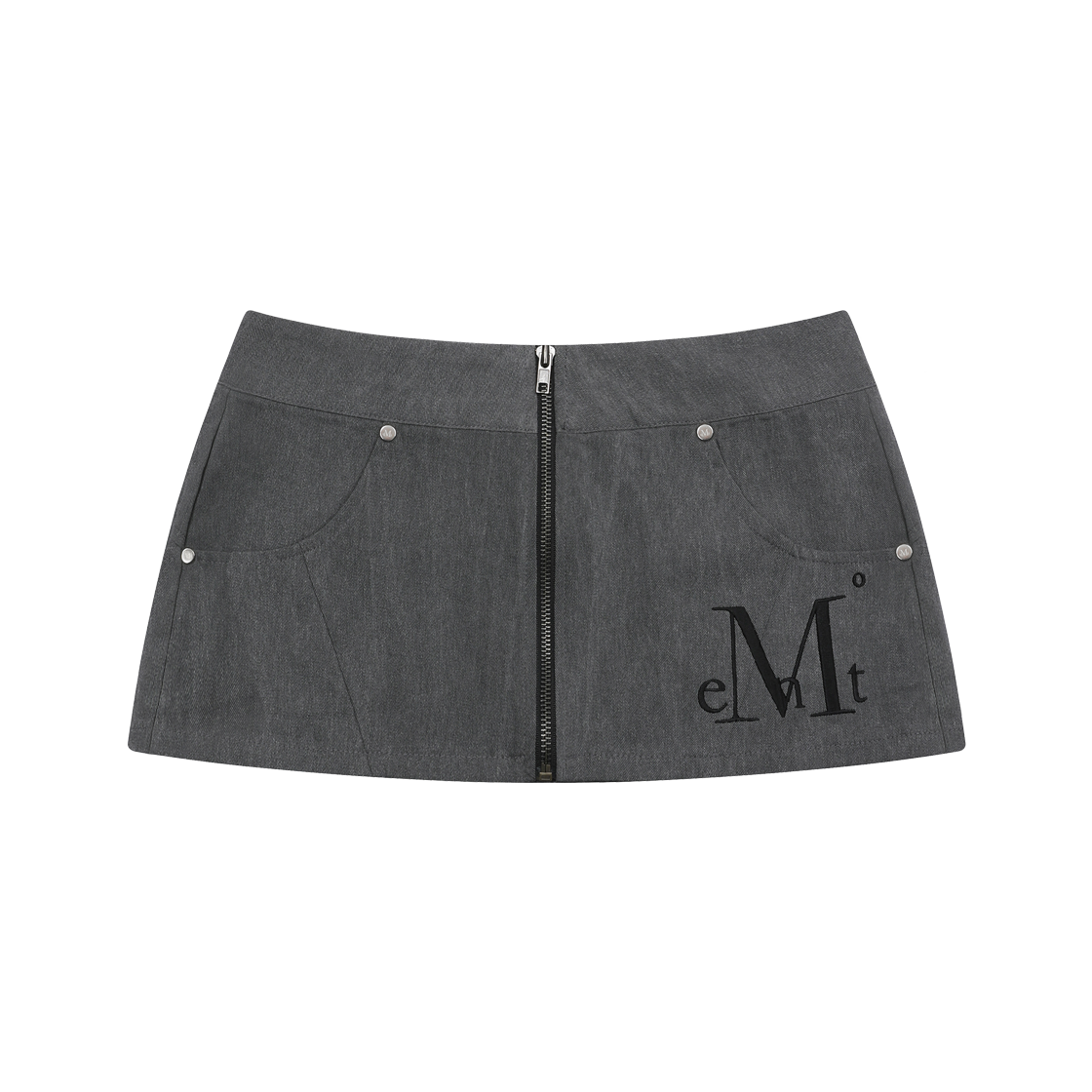 P0000BCG MUCENT Krypt Pigment Zipper Point Rivet Mini Skirt Charcoal