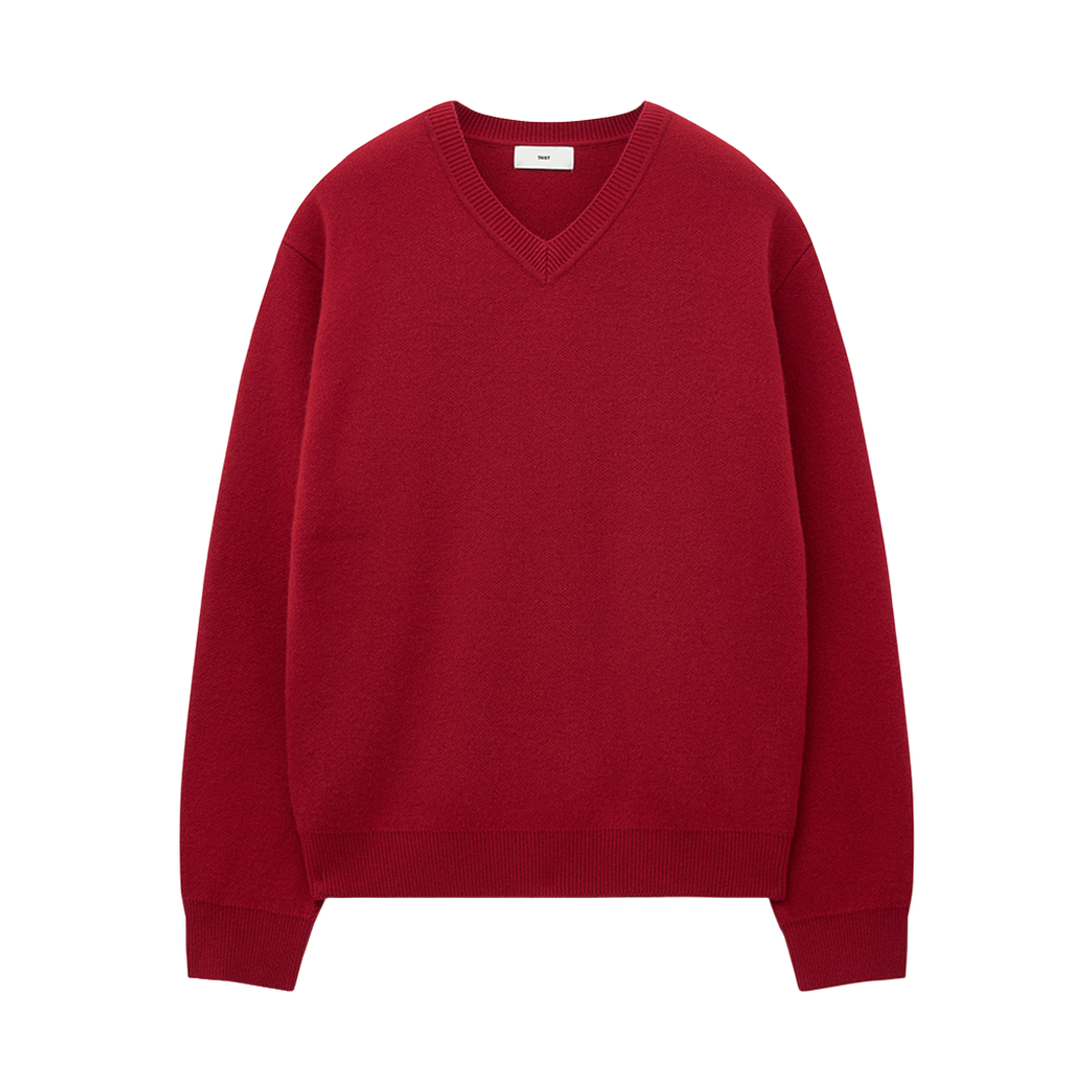TNSW5F108R2 TNGT Cashmere Blended V-Neck Knit Top Red