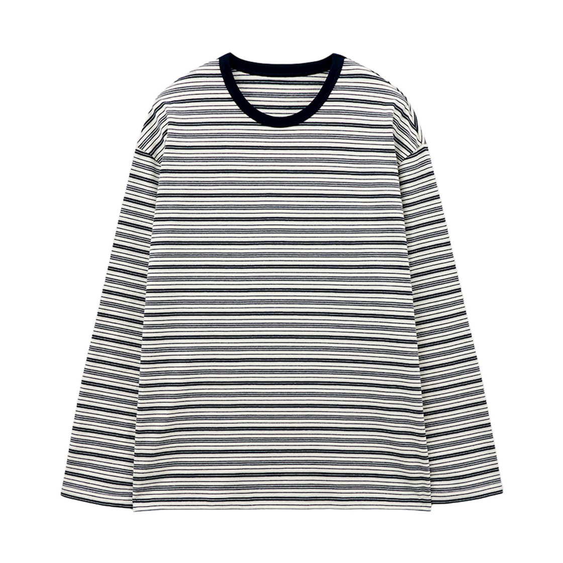 TNTS5F101N2 TNGT Multi Stripe Long Sleeve T-Shirts Navy
