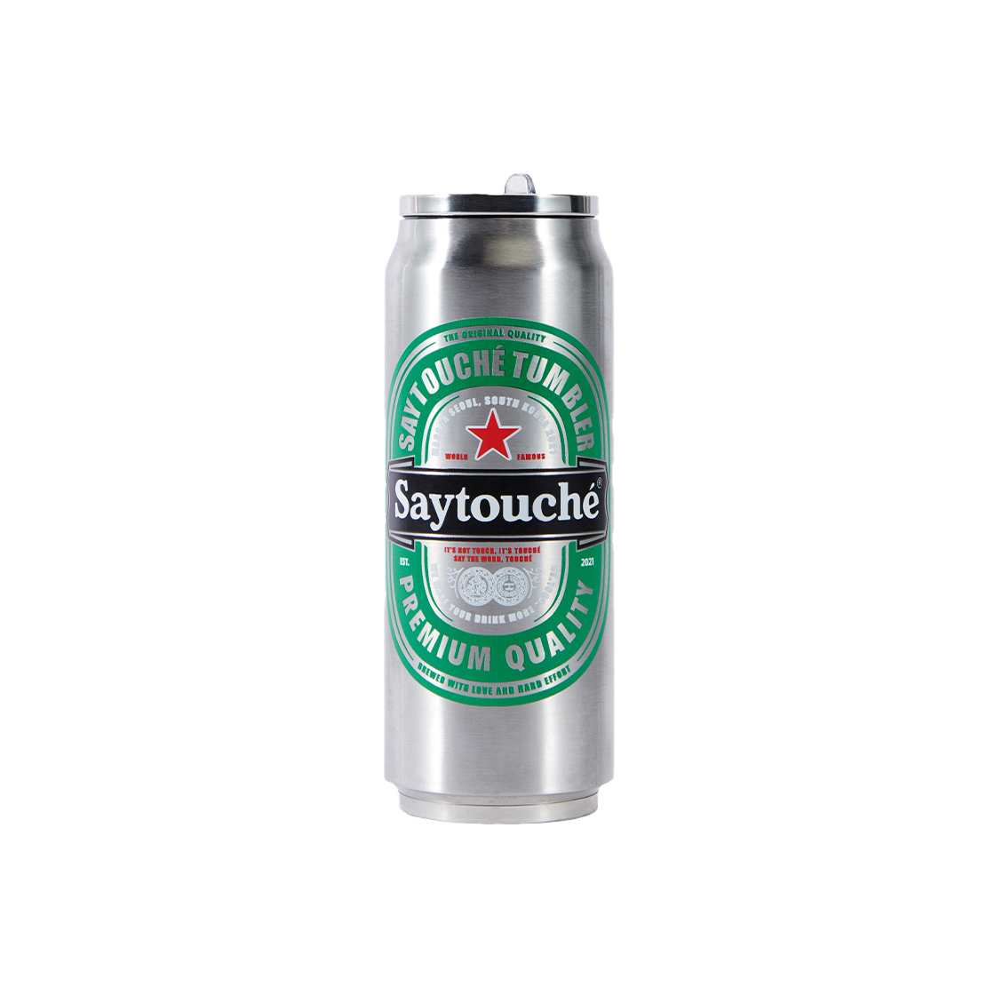 _SAYTOUCHE17 Say Touche Beer Can Tumbler Green
