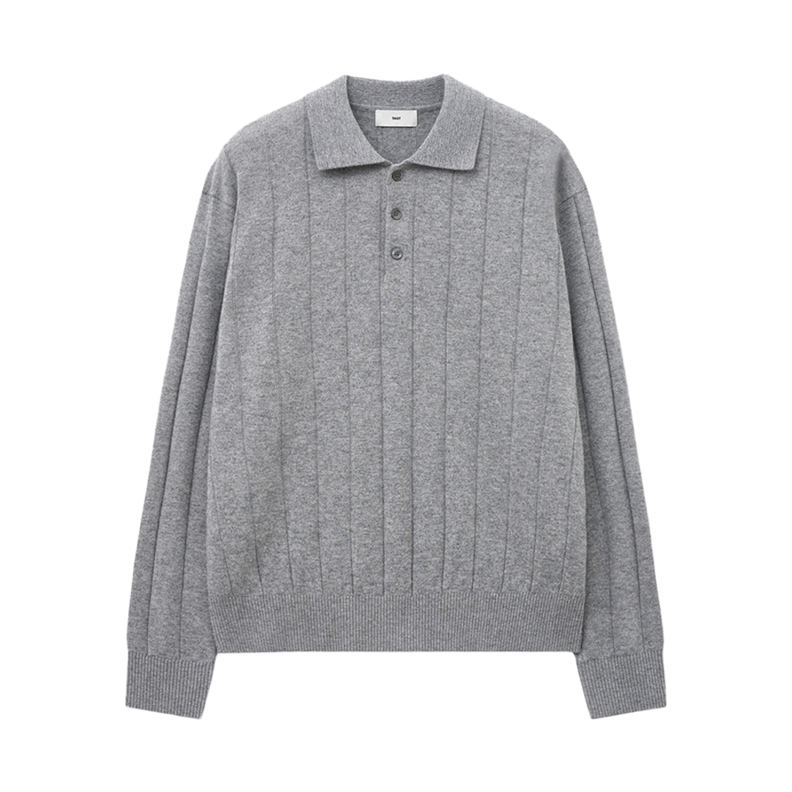 TNSW5F111G2 TNGT Oversize Rib Polo Knit Top Grey