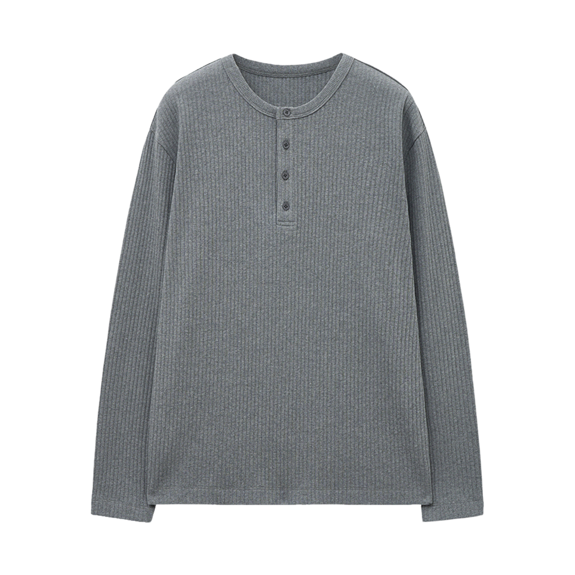 TNTS5F100G2 TNGT Ribbed Henley Neck T-Shirt Grey