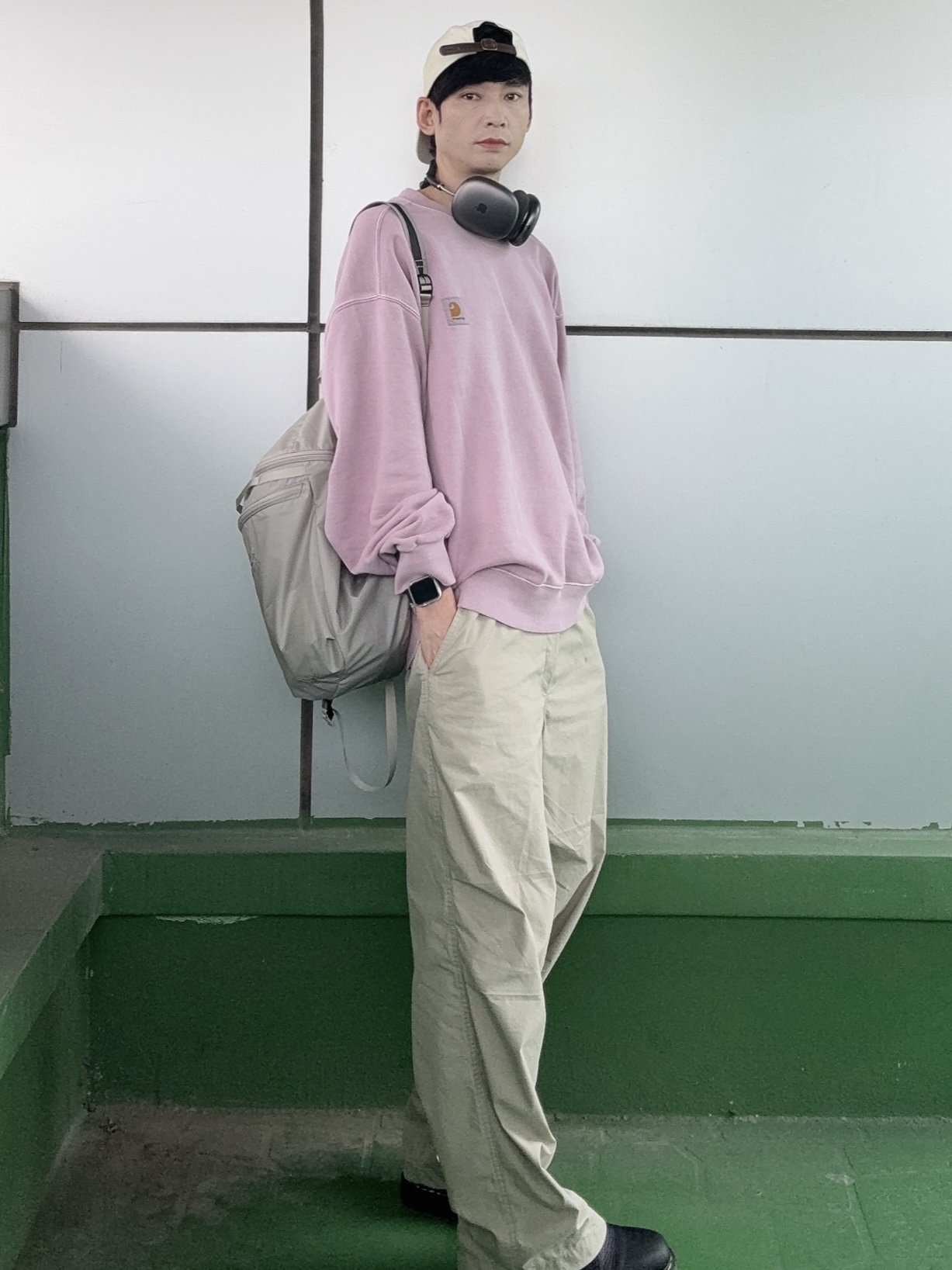 Dr. Martens 1461 Ambassador Black, Uniqlo C Wide Parachute Pants Beige - KR 착용 스타일 - 6
