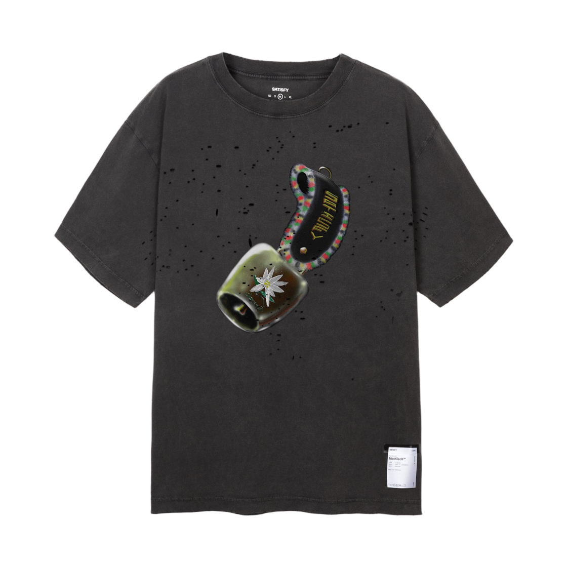새티스파이 모스테크 티셔츠 에이지드 블랙(Satisfy MothTech T-Shirt Aged Black)