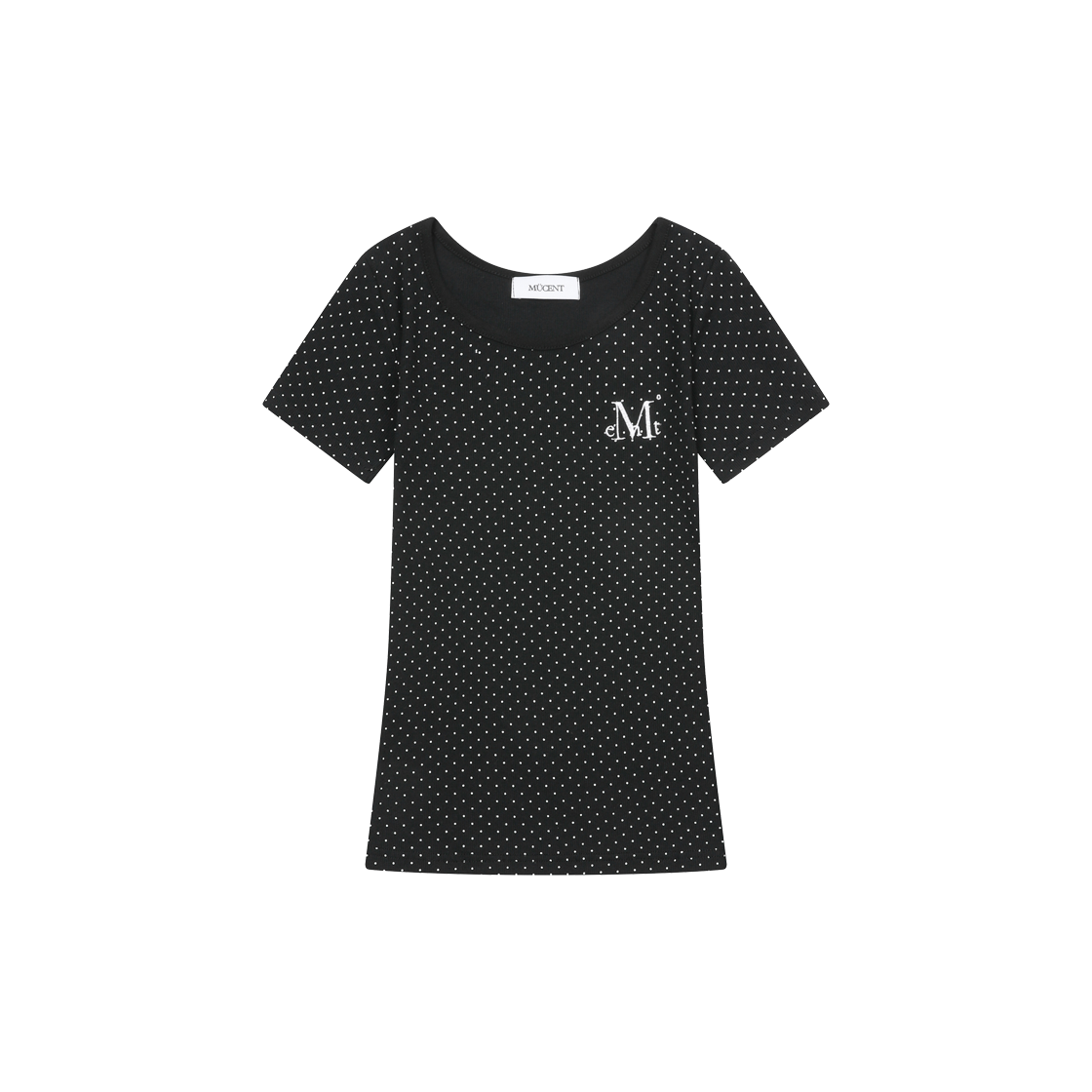 P0000BCA MUCENT Poit Dot Midi Slim Fit Half T (2color) Black