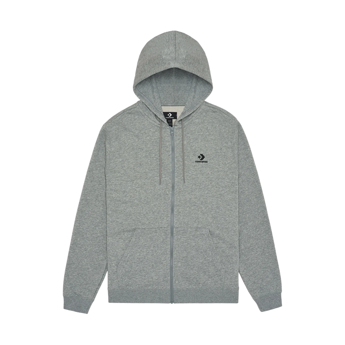 컨버스 스타 쉐브론 엠브로이더리 스탠다드 핏 풀집 후디 빈티지 그레이 헤더(Converse Star Chevron Embroidered Standard Fit Full Zip Hoodie Vintage Grey Heather)