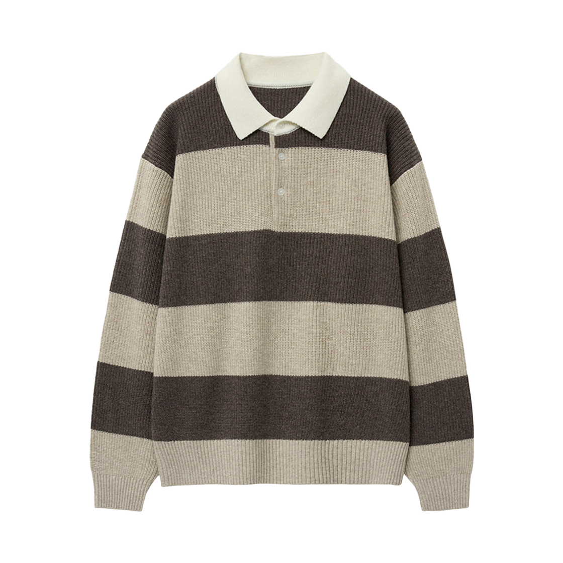 티엔지티 오버사이즈 럭비 폴로 니트 탑 브라운(TNGT Oversized Rugby Polo Knit Top Brown)