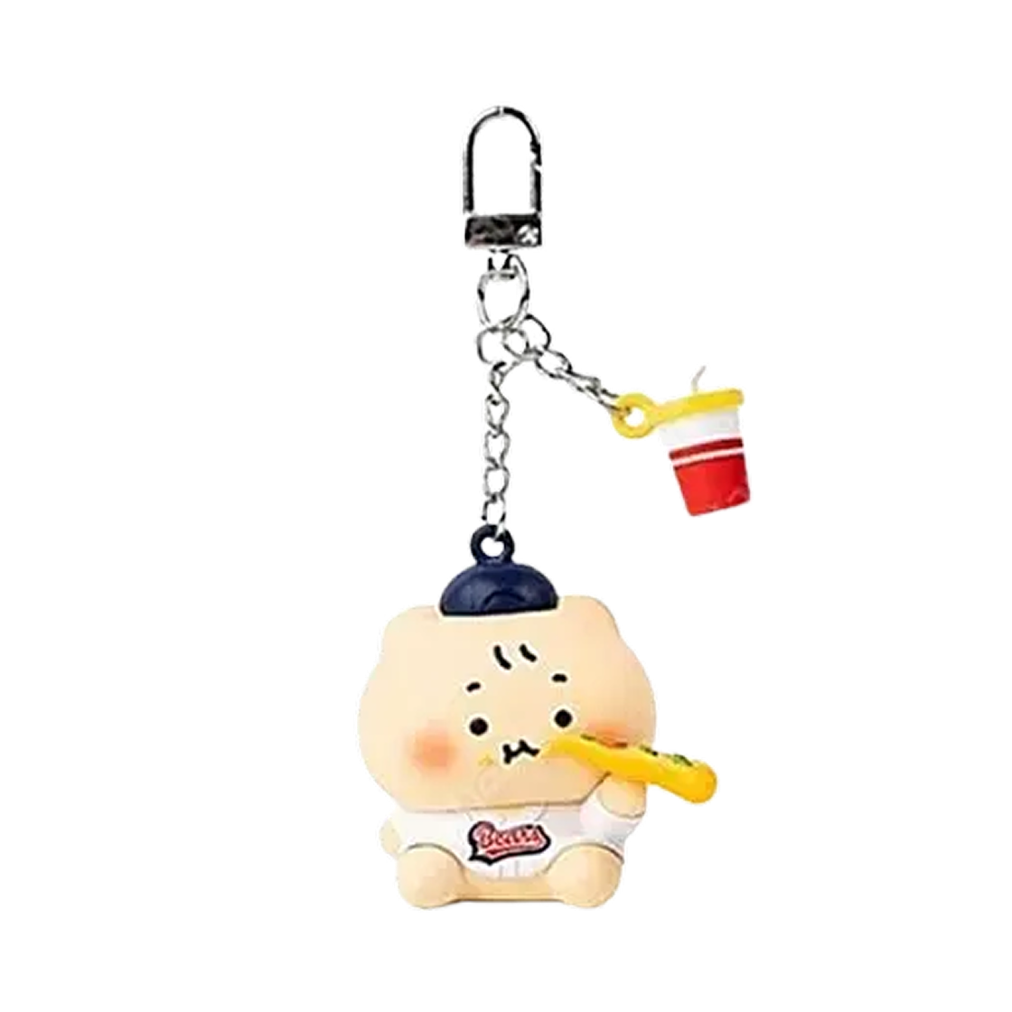 두산 베어스 x 망그러진곰 피규어 키링 냠냠먹산 망곰(Doosan Bears x Manggeojin Bear Figure Keyring-Yummy Manggom)