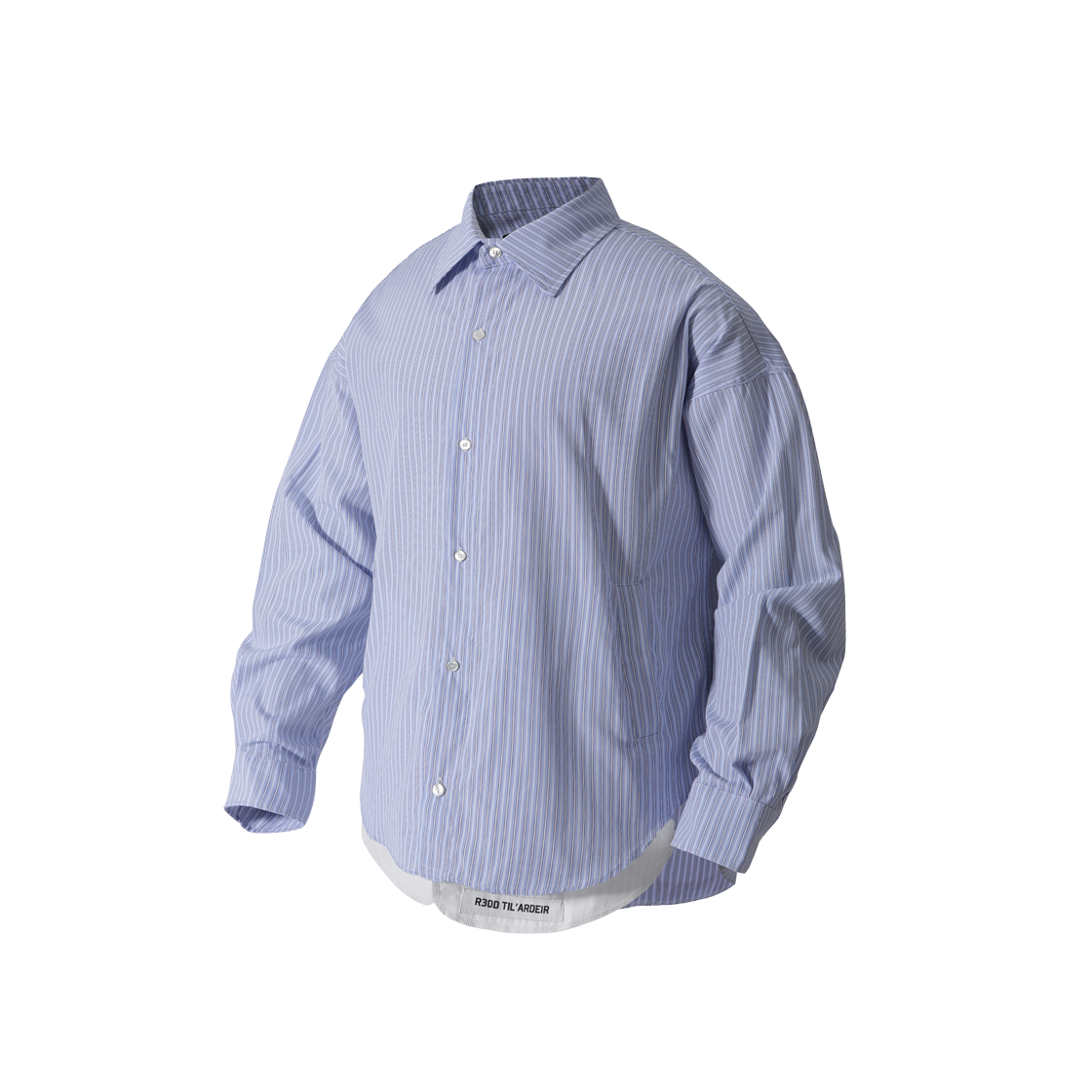RR5FLT01BU ROARINGRAD Exposed Pocket Stripe Shirt Blue