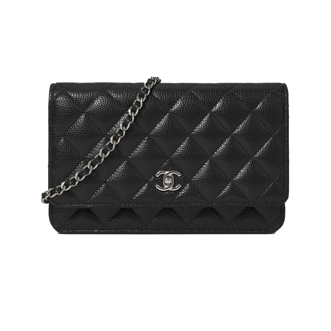 샤넬 체인 지갑 그레인드 카프스킨 & 실버 메탈 블랙(Chanel Wallet On Chain Grained Calfskin & Silver Black) - 1