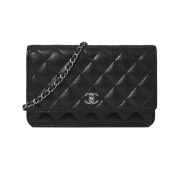 Chanel Wallet On Chain Grained Calfskin & Silver Black