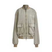 (W) Adidas Adilenium Season 2 Washed Bomber Jacket Gender Neutral Olive Strata - KR Sizing