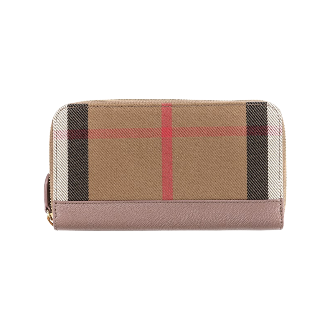 버버리 체크 캔버스 레더 집 어라운드 월렛 베이지(Burberry Check Canvas Leather Zip Around Wallet Beige) - 1