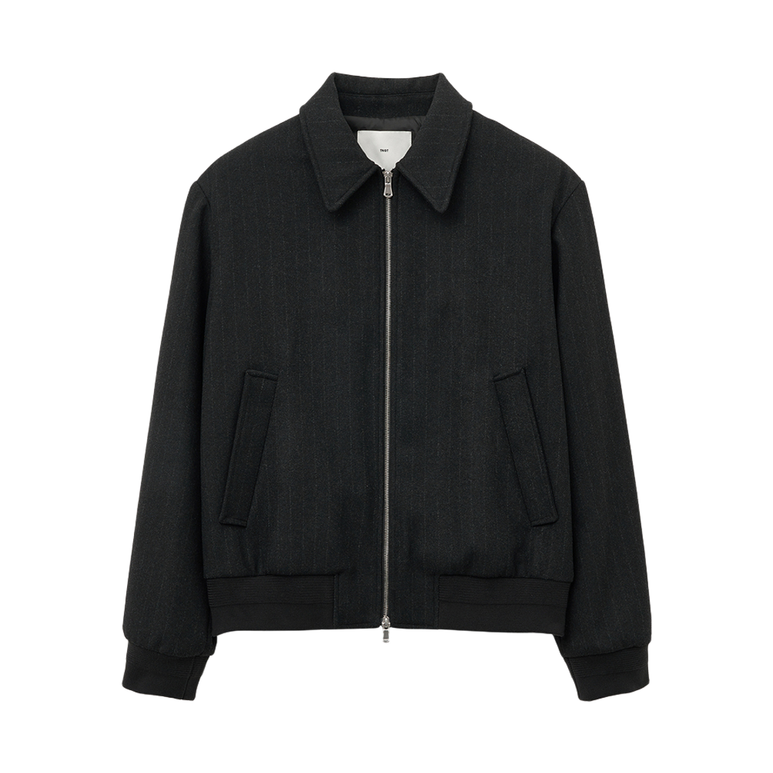 티엔지티 울 블렌디드 스트라이프 점퍼 다크 그레이