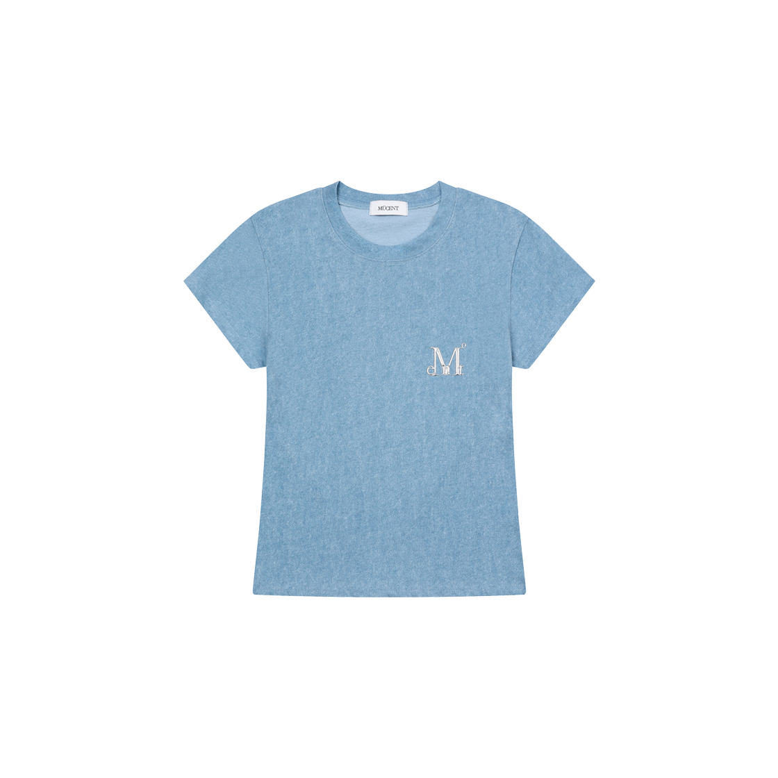 P0000BBZ MUCENT Slap Pigment Washing Metal Logo Set Up Half T Pigment Blue