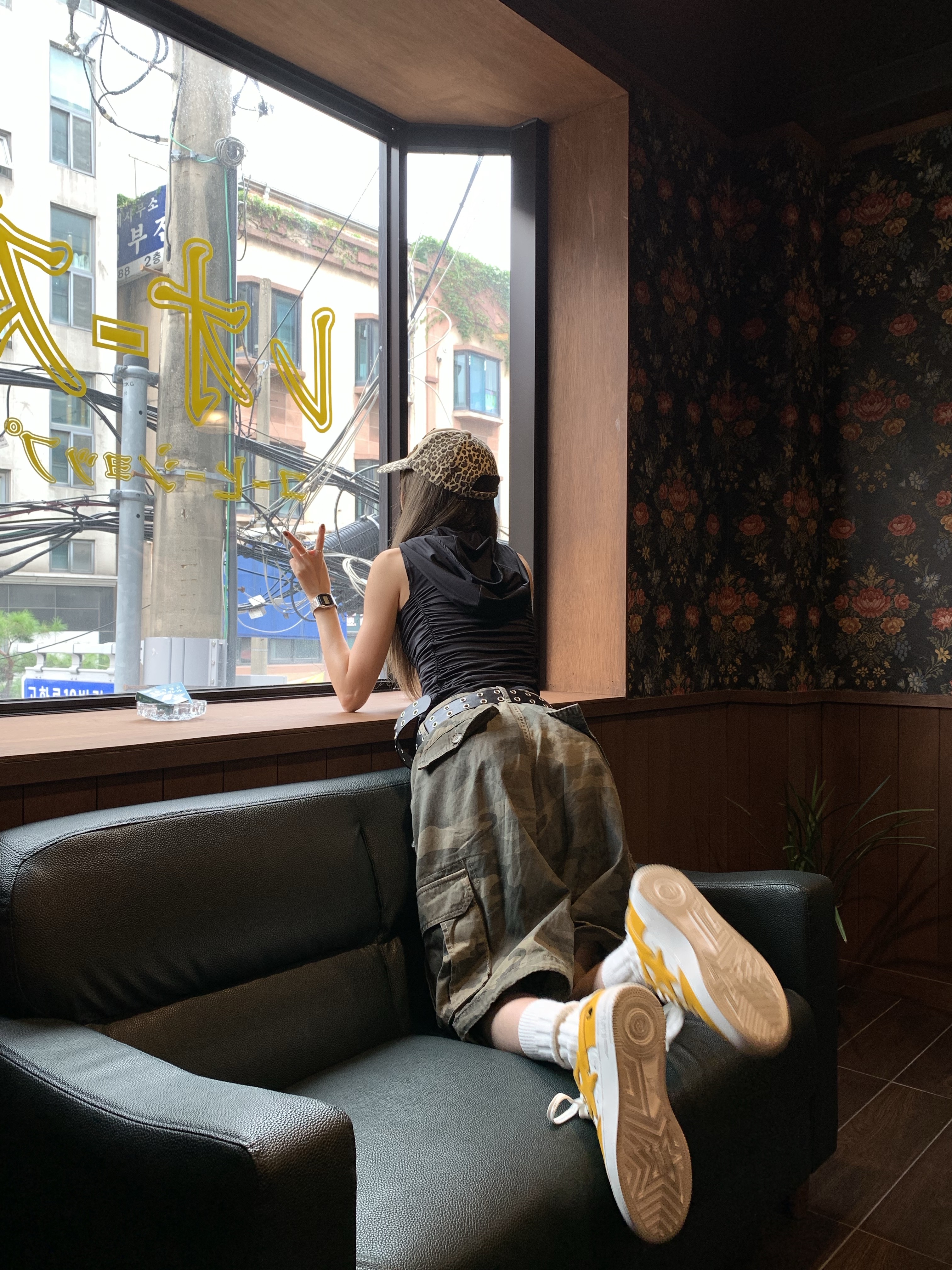 (W) BAPE Sta #3 Orange, Human Made Heart Necklace Red 착용 스타일 - 6