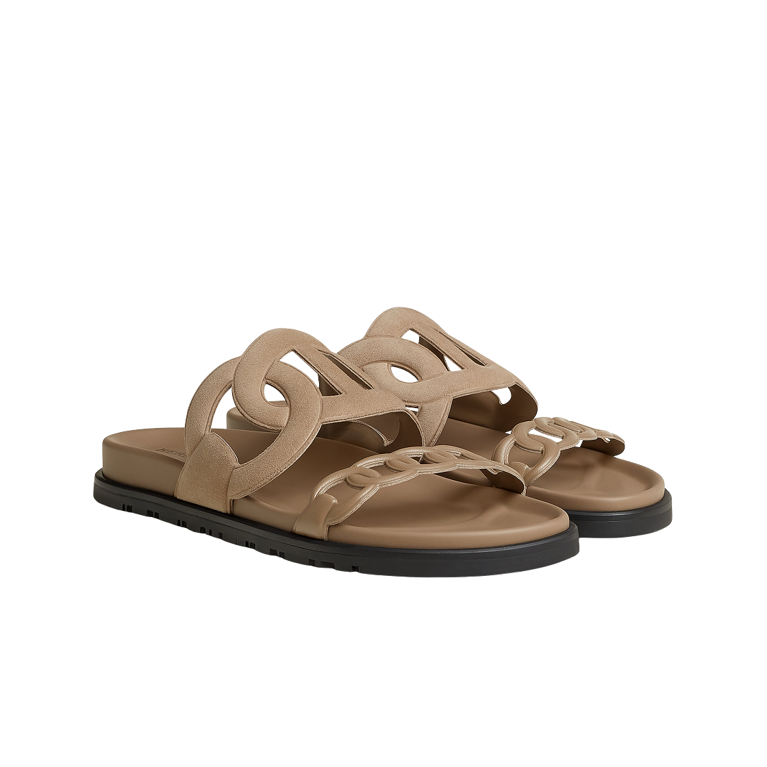 (W) 에르메스 엑스트라 샌들 스웨이드 고트스킨 나파 레더 & 베이지 세이블((W) Hermes Extra Sandal Suede Goatskin Nappa Leather & Beige Sable) - 2