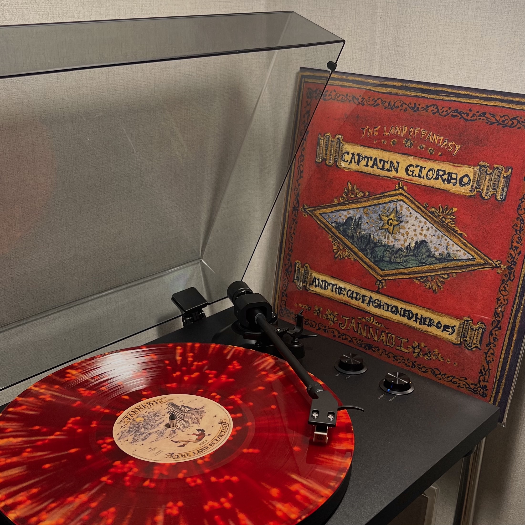 Jannabi The Land of Fantasy LP Clear Red & Orange Splatter Mix 착용 스타일