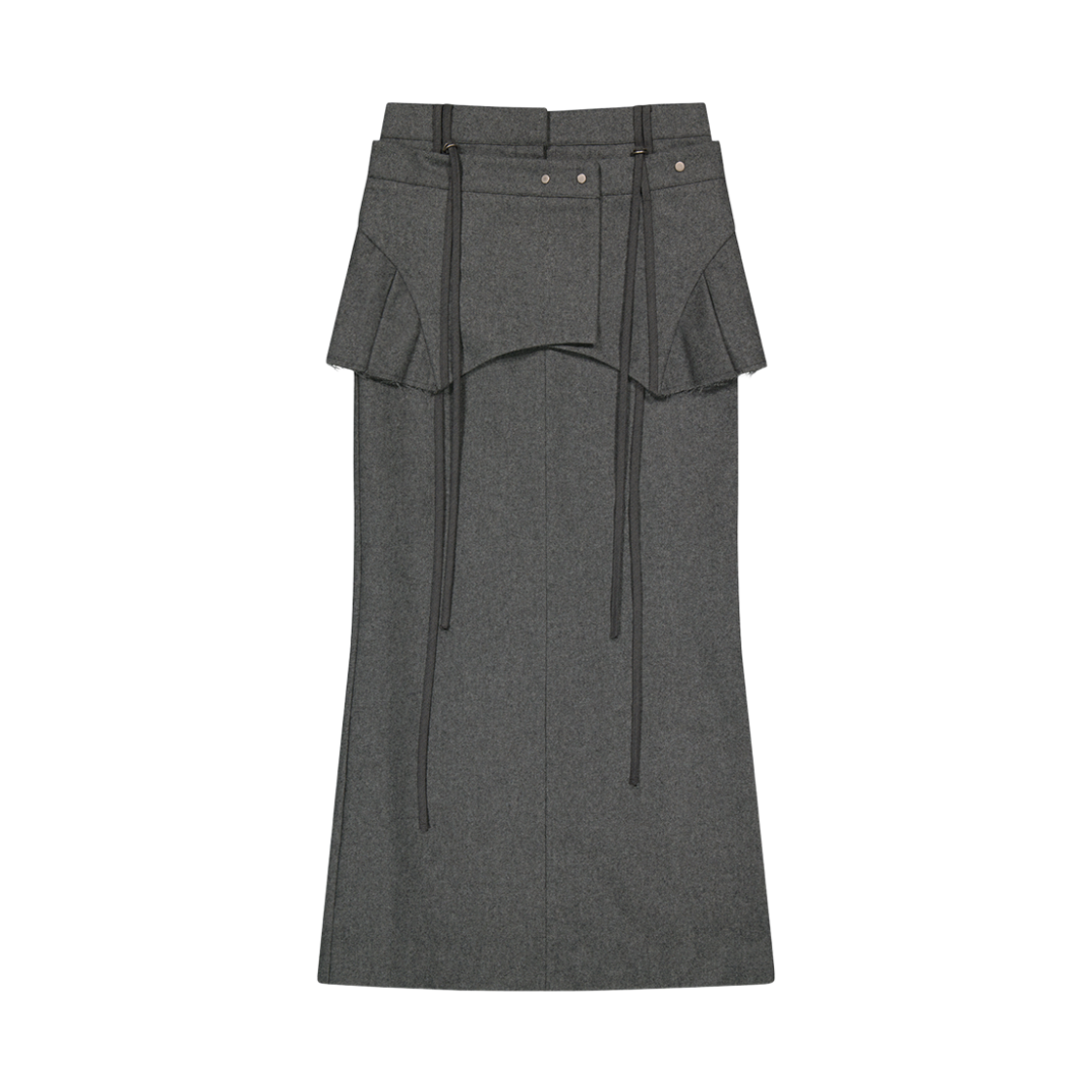 OJ25FWSK002GR OJOS Layered Wool Skirt Grey