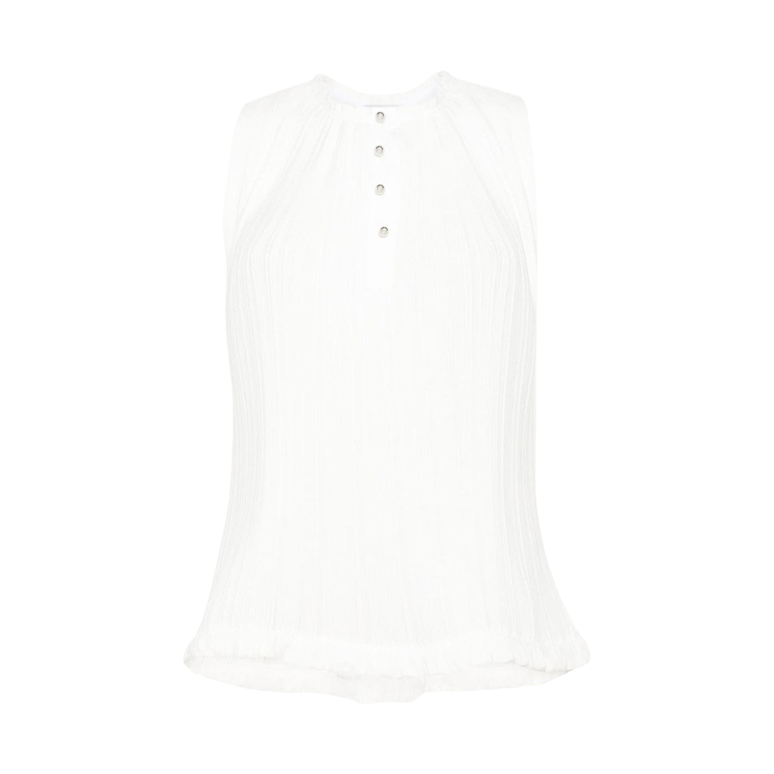(W) 랑방 플리츠 슬리브리스 탑 화이트((W) Lanvin Pleated Sleeveless Top White)