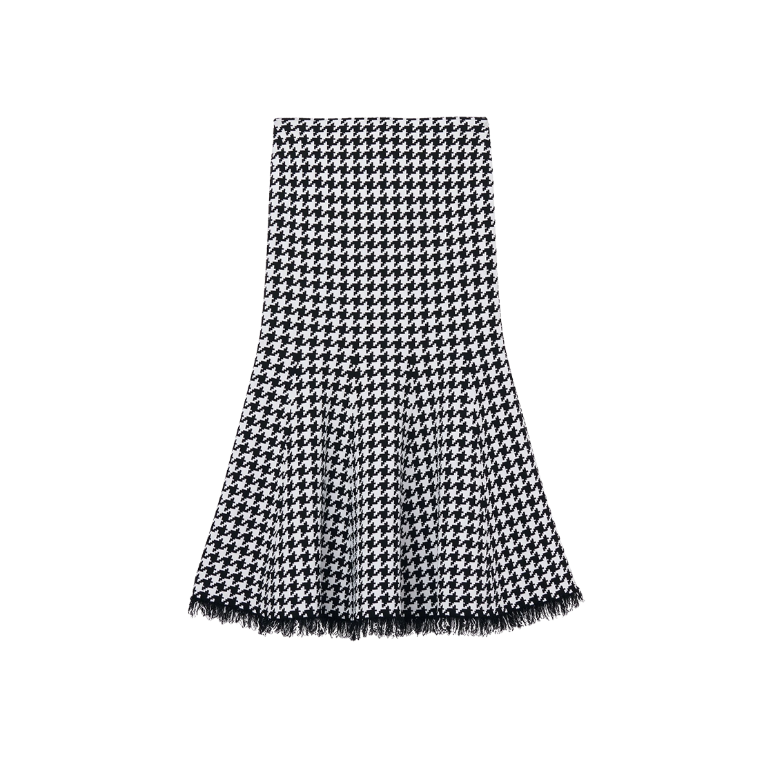 (W) 알렉산더 맥퀸 하운드투스 미디 스커트 블랙 아이보리((W) Alexander McQueen Houndstooth Midi Skirt Black Ivory) - 1