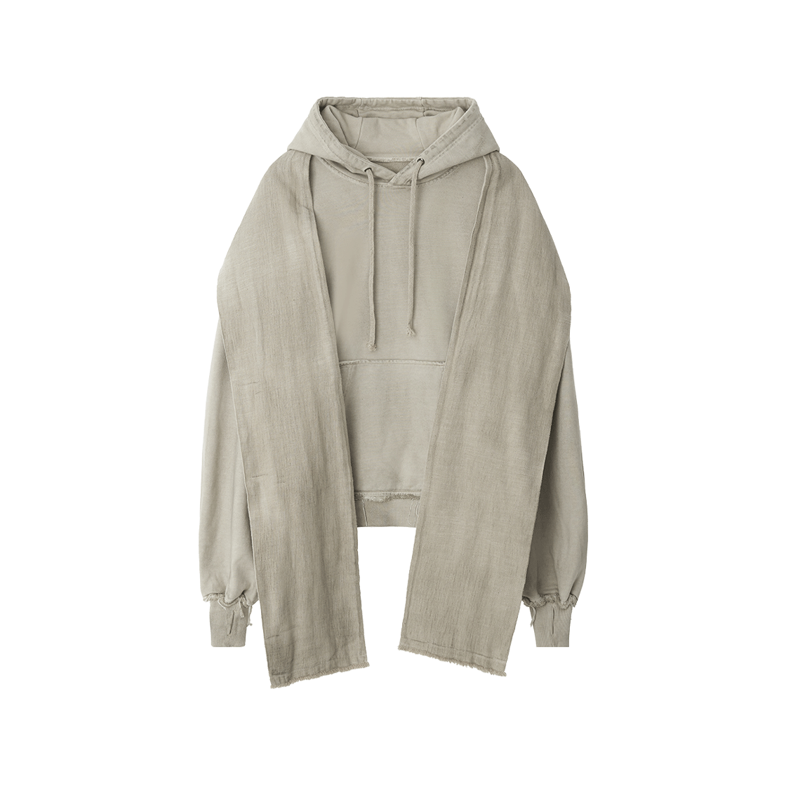 비엘알 다이드 로우 엣지드 후디 위드 린넨 머플러 아이보리(BLR Dyed Raw Edged Hoodie with Linen Muffler Ivory)