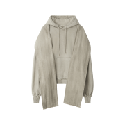 BLR Dyed Raw Edged Hoodie with Linen Muffler Ivory