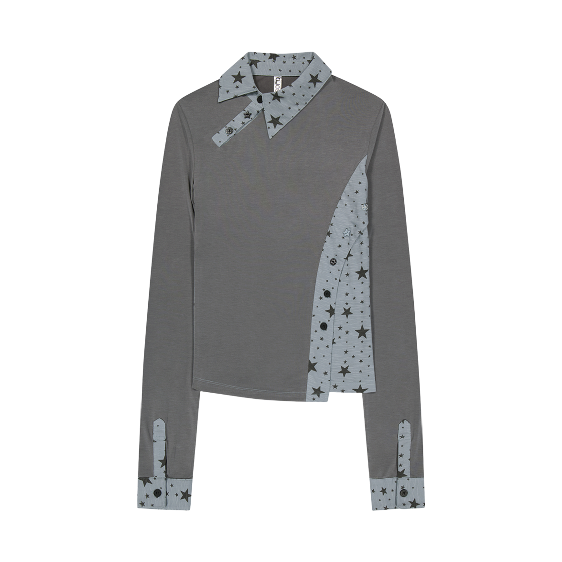 오호스 스타컷 저지 카라 티 민트 그레이(OJOS Starcut Jersey Collar Tee Mint Grey)