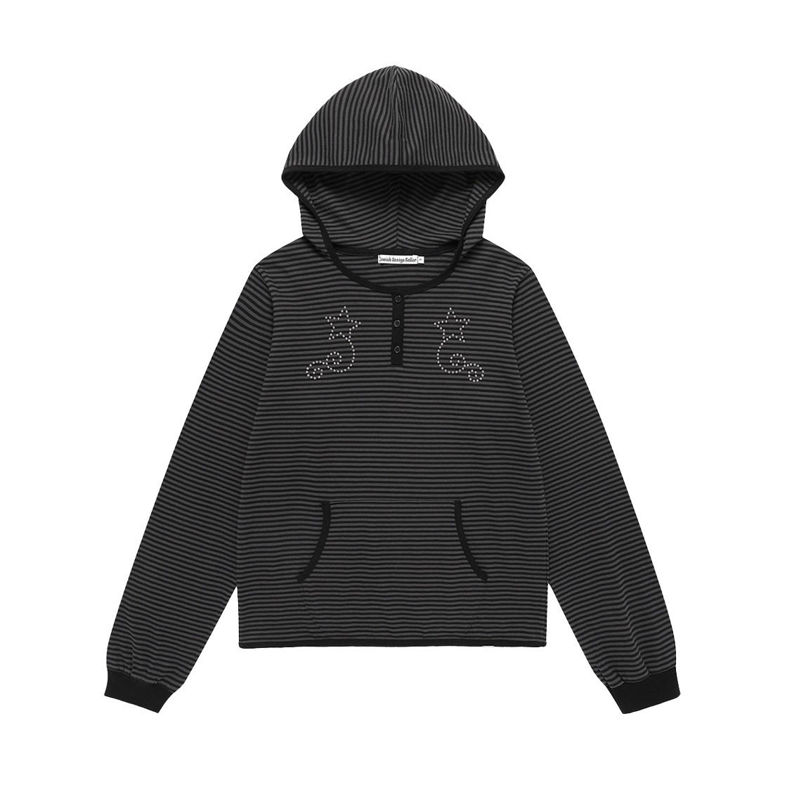 CV2FFFM403ABK CAVISH W Stud Striped Hoodie Black