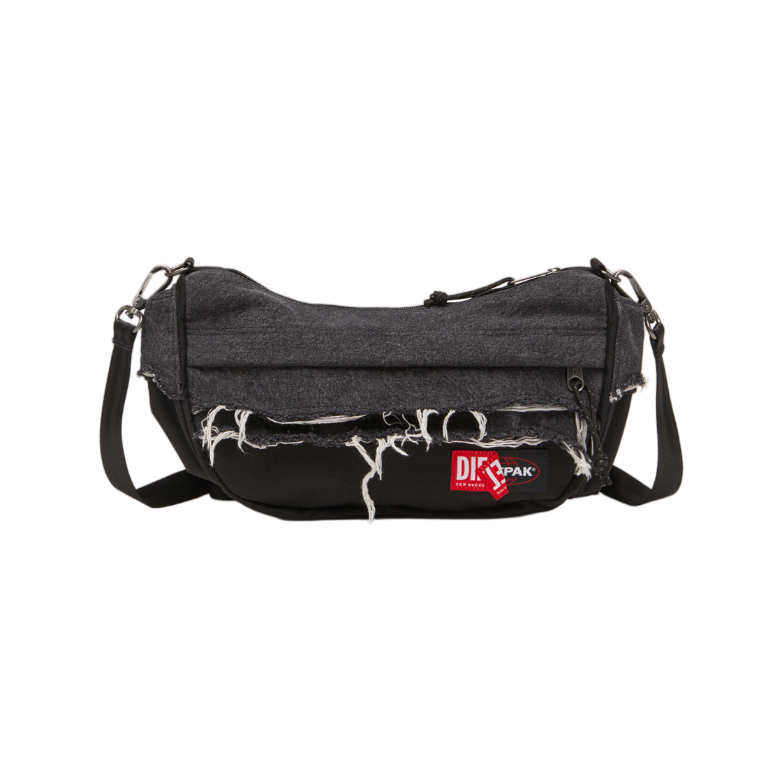 디젤 x 이스트팩 숄더백 디스트로이드 데님 앤 코듀라 블랙(Diesel x Eastpak Shoulder Bag In Destroyed Denim And Cordura Black)