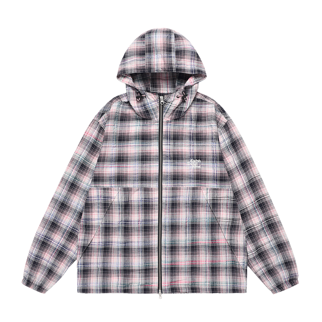 카비시 체크 윈드 브레이커 핑크(CAVISH Hooded Check Wind Breaker Pink)