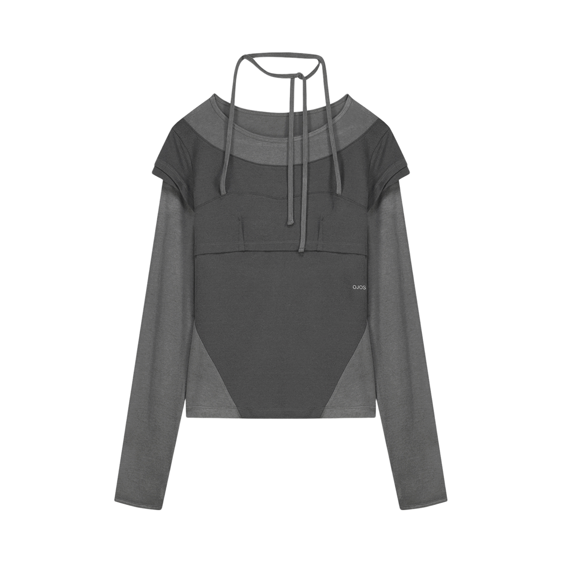 오호스 홀터 스트랩 롱 슬리브 그레이(OJOS Halter Strap Long Sleeve Grey)