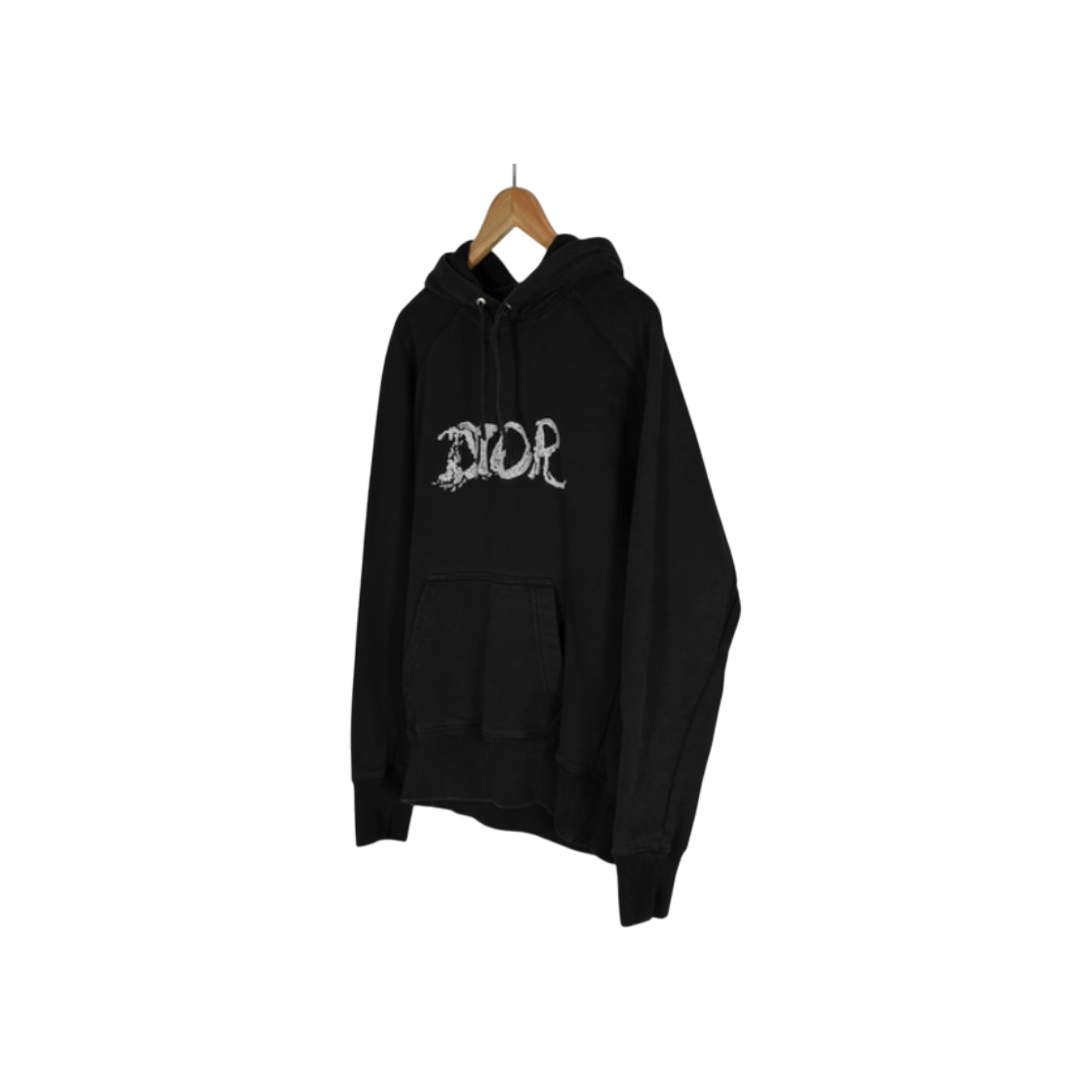 디올 x 피터도이그 남성 레터링 자수 로고 후드 티셔츠 블랙