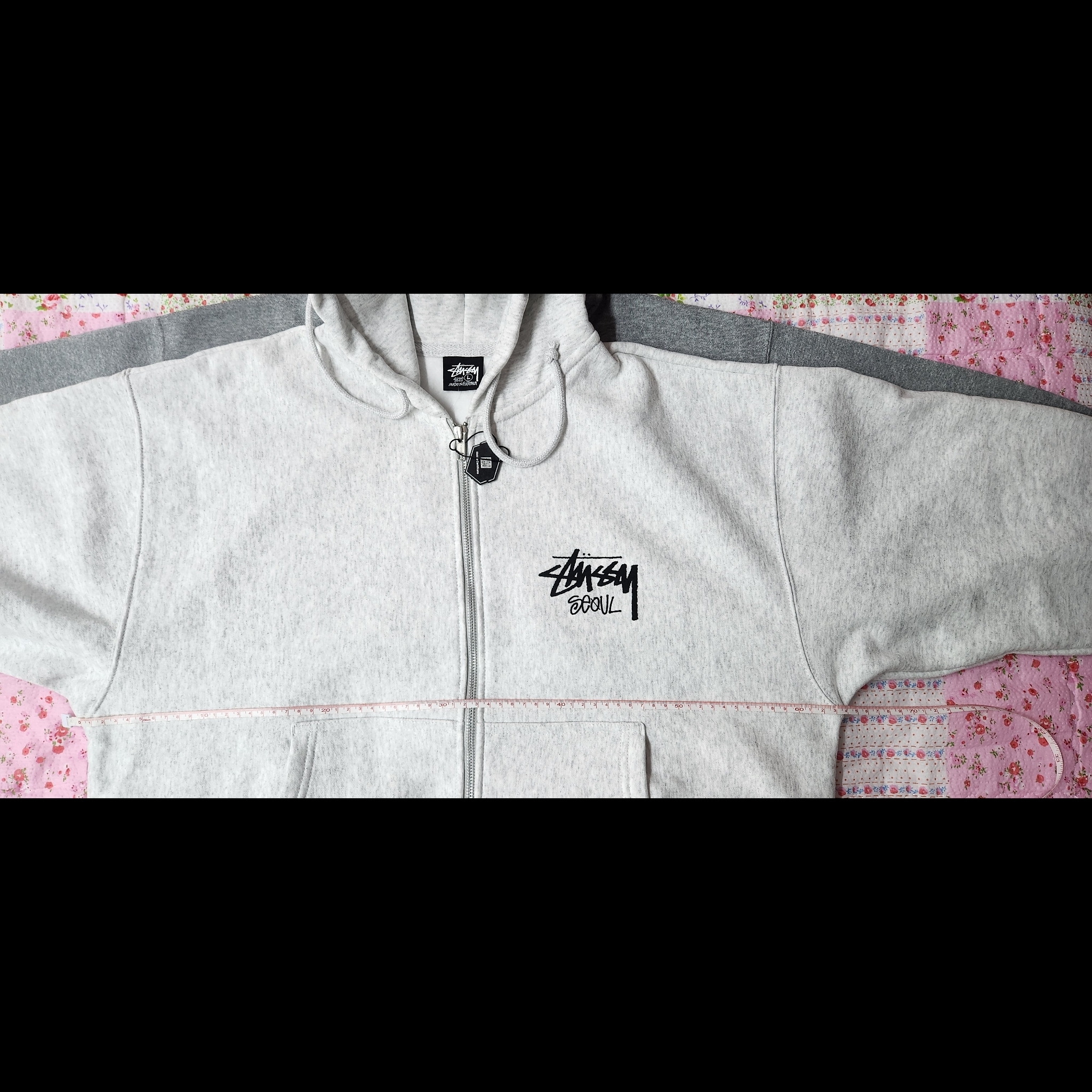 Stussy Stock Seoul Zip Hood Ash Heather 착용 스타일 - 3