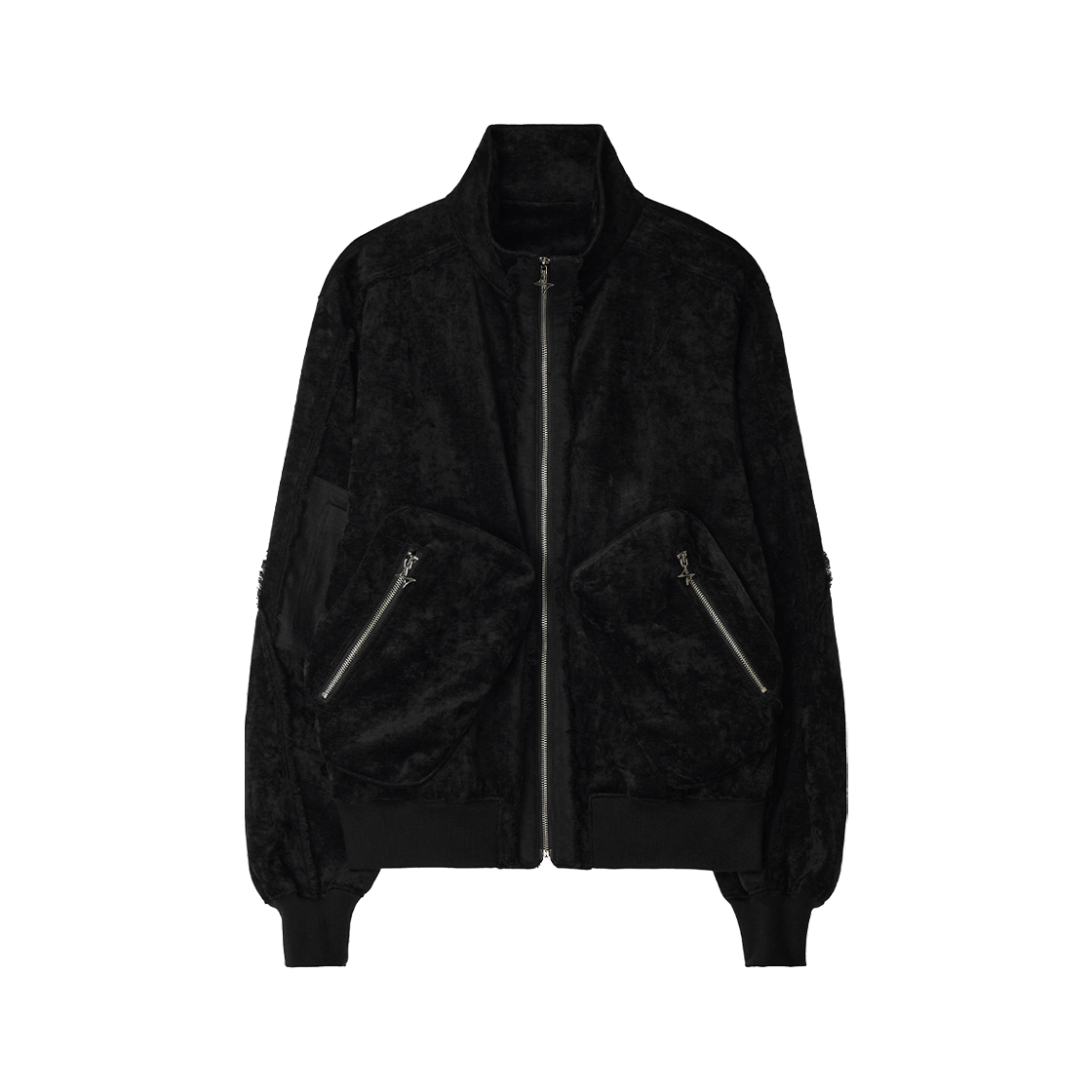 BLRBLUER25FWJK03 BLR Velvet Cotton Big Pocket Bomber Jacket