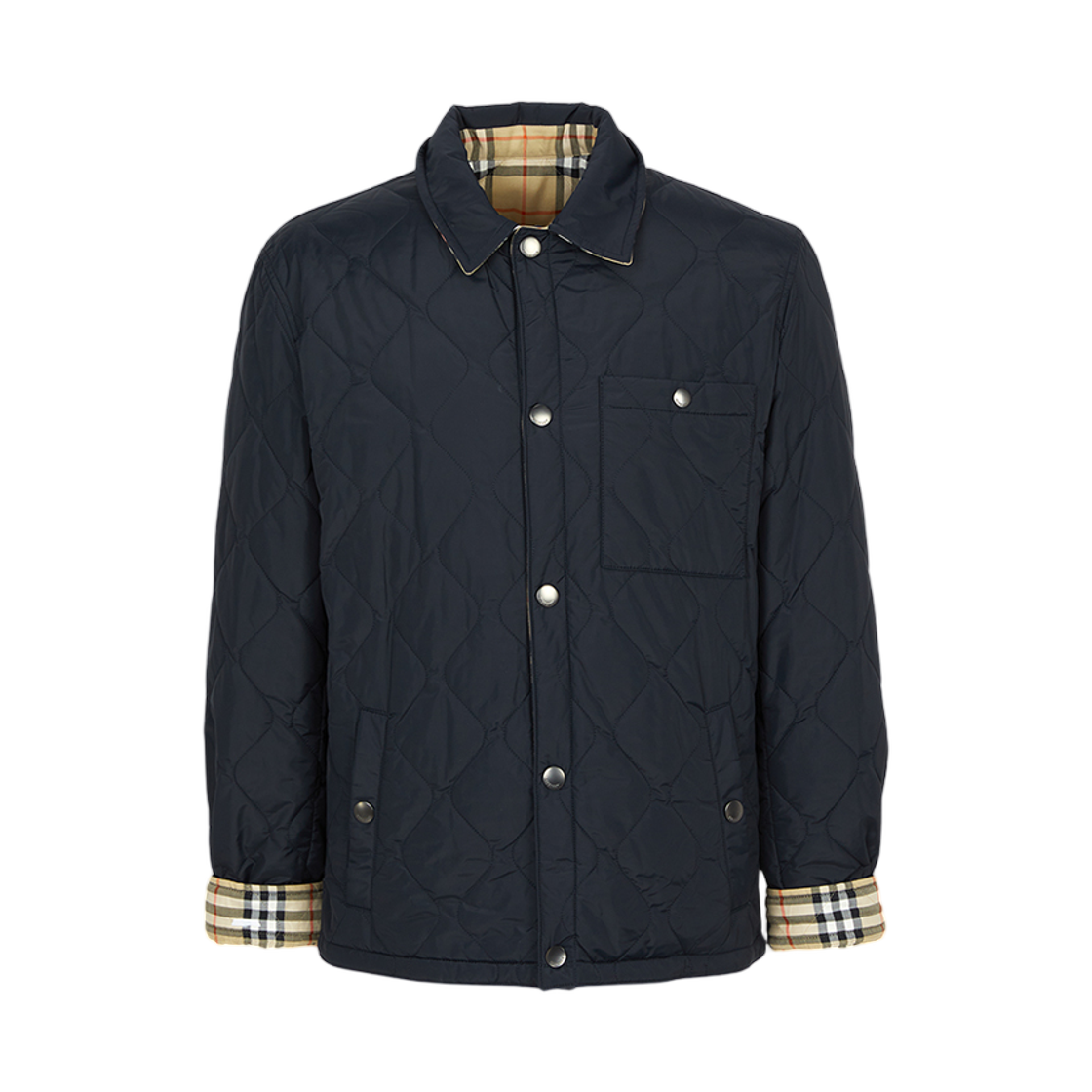 버버리 체크 브라이튼 리버시블 퀼팅 자켓 네이비