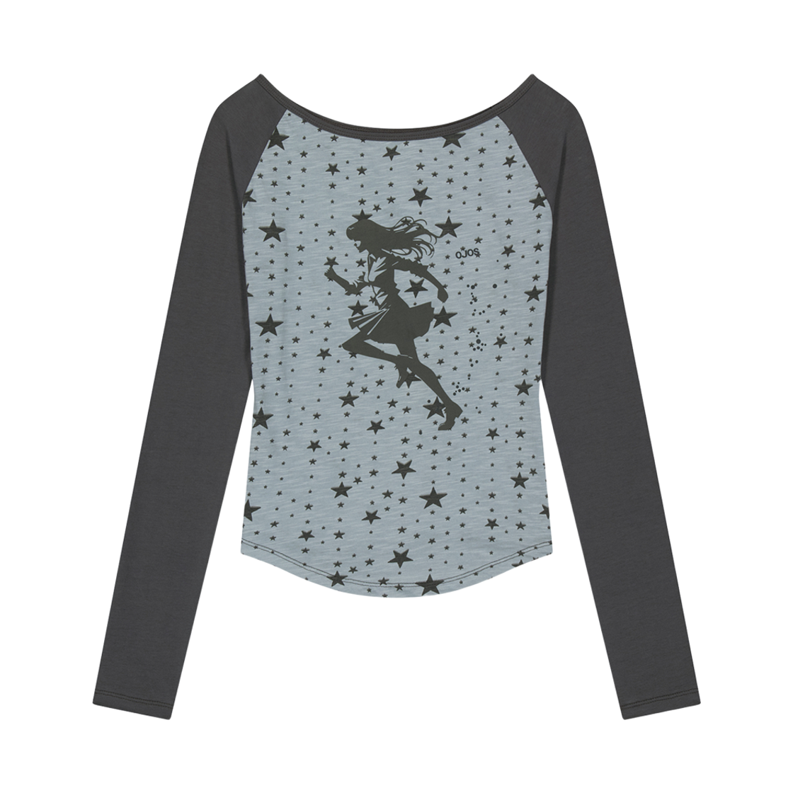 OJ25FWTS008MGR OJOS Star Reglan Long Sleeve Mint Grey