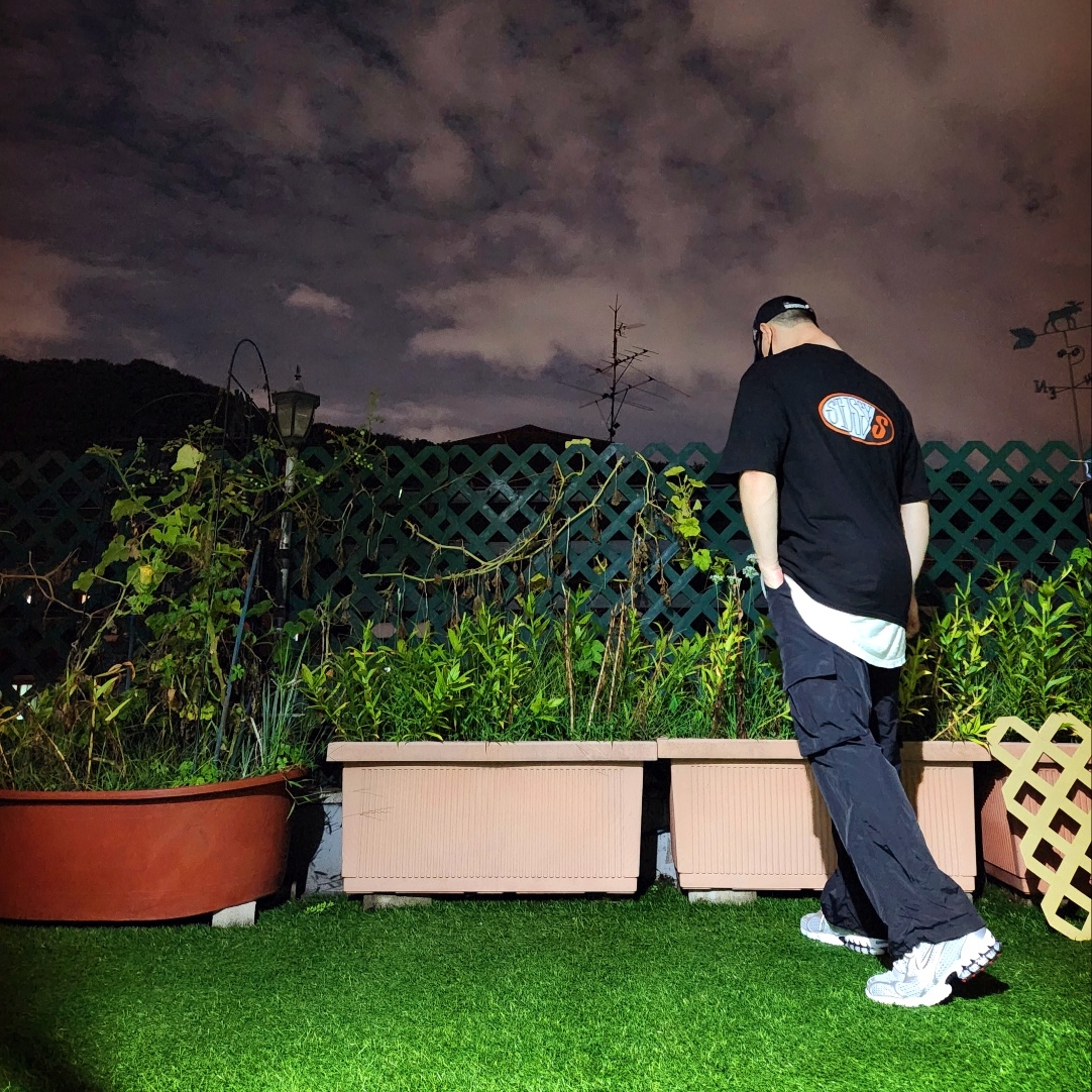Stussy Pitstop Pigment Dyed T-Shirt Black, Nike Air Zoom Spiridon Cage 2 Metallic Silver 착용 스타일 - 2