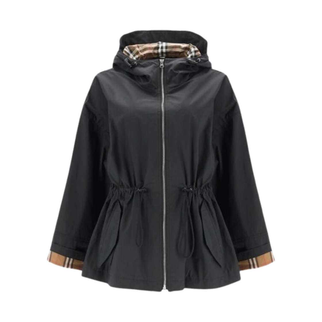 (W) 버버리 벌리 후드 숏 자켓 블랙((W) Burberry Birley Hooded Short Jacket Black)