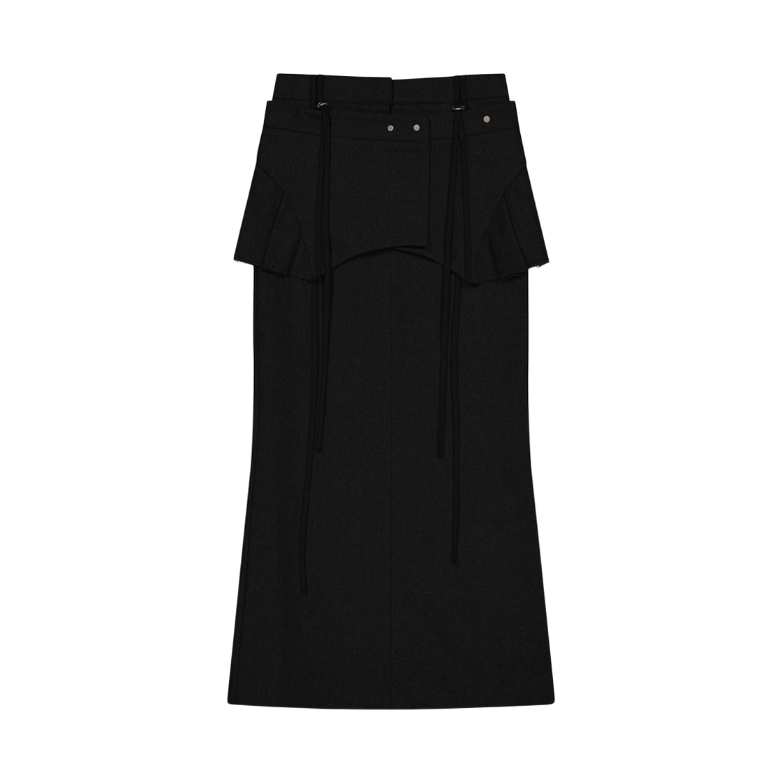OJ25FWSK002BK OJOS Layered Wool Skirt Black