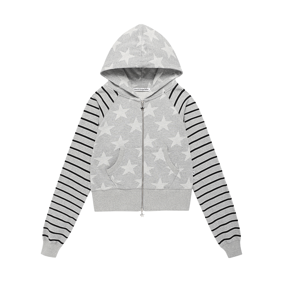 CV2FFFM482AGR CAVISH W Raglan Star Zip Up Hoodie Grey