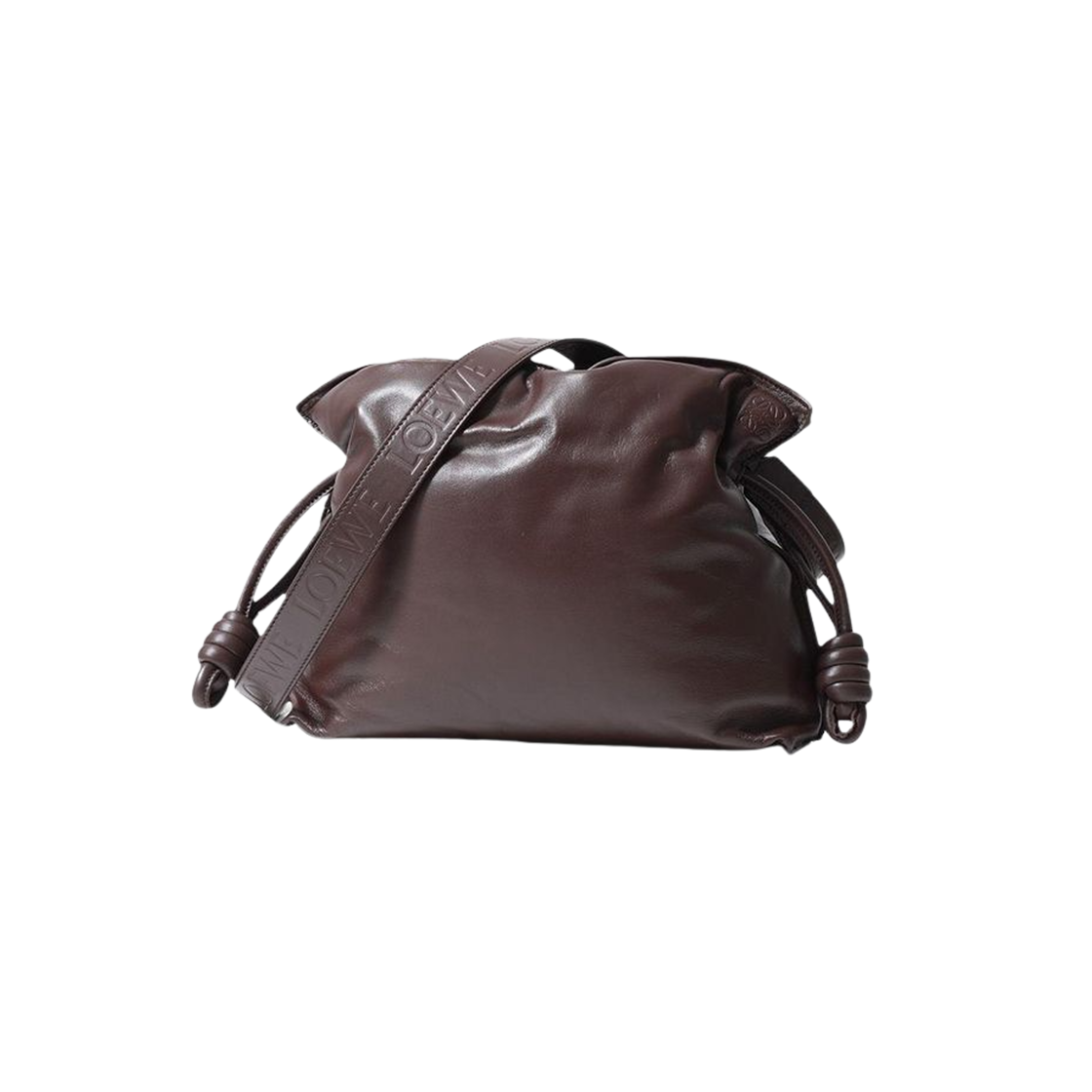 로에베 샤이니 나파 램스킨 퍼퍼 플라멩코 클러치 다크 초콜릿(Loewe Puffer Flamenco Clutch in Shiny Nappa Lambskin Dark Chocolate)