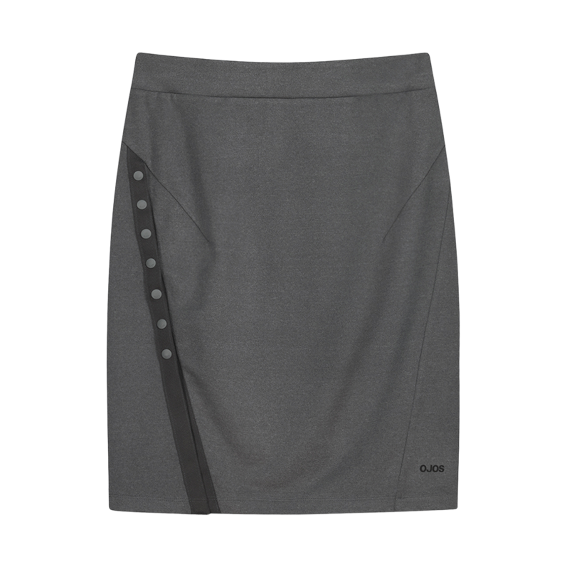 오호스 버튼 슬릿 미디 스커트 차콜(OJOS Button Slit Midi Skirt Charcoal)