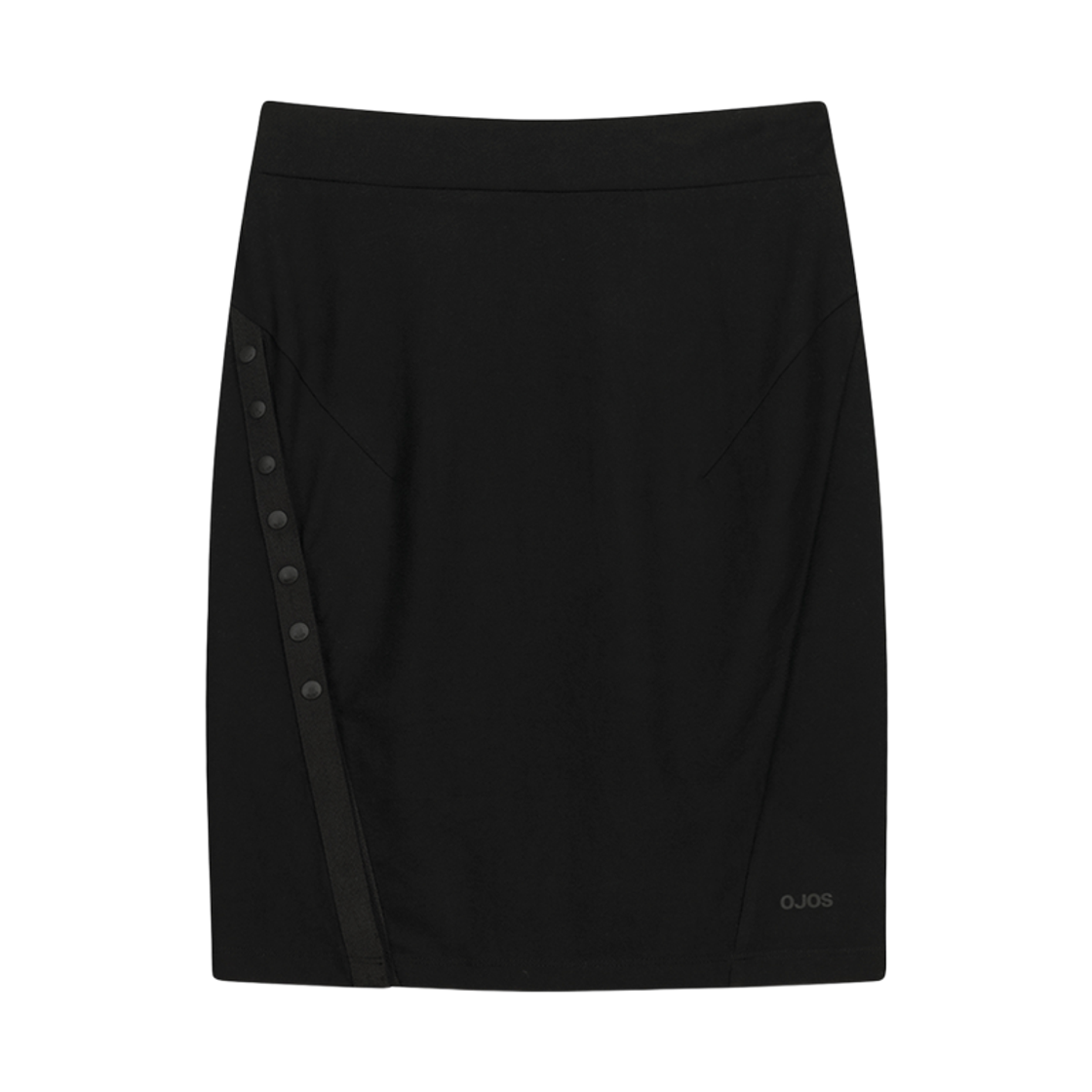 오호스 버튼 슬릿 미디 스커트 블랙(OJOS Button Slit Midi Skirt Black)