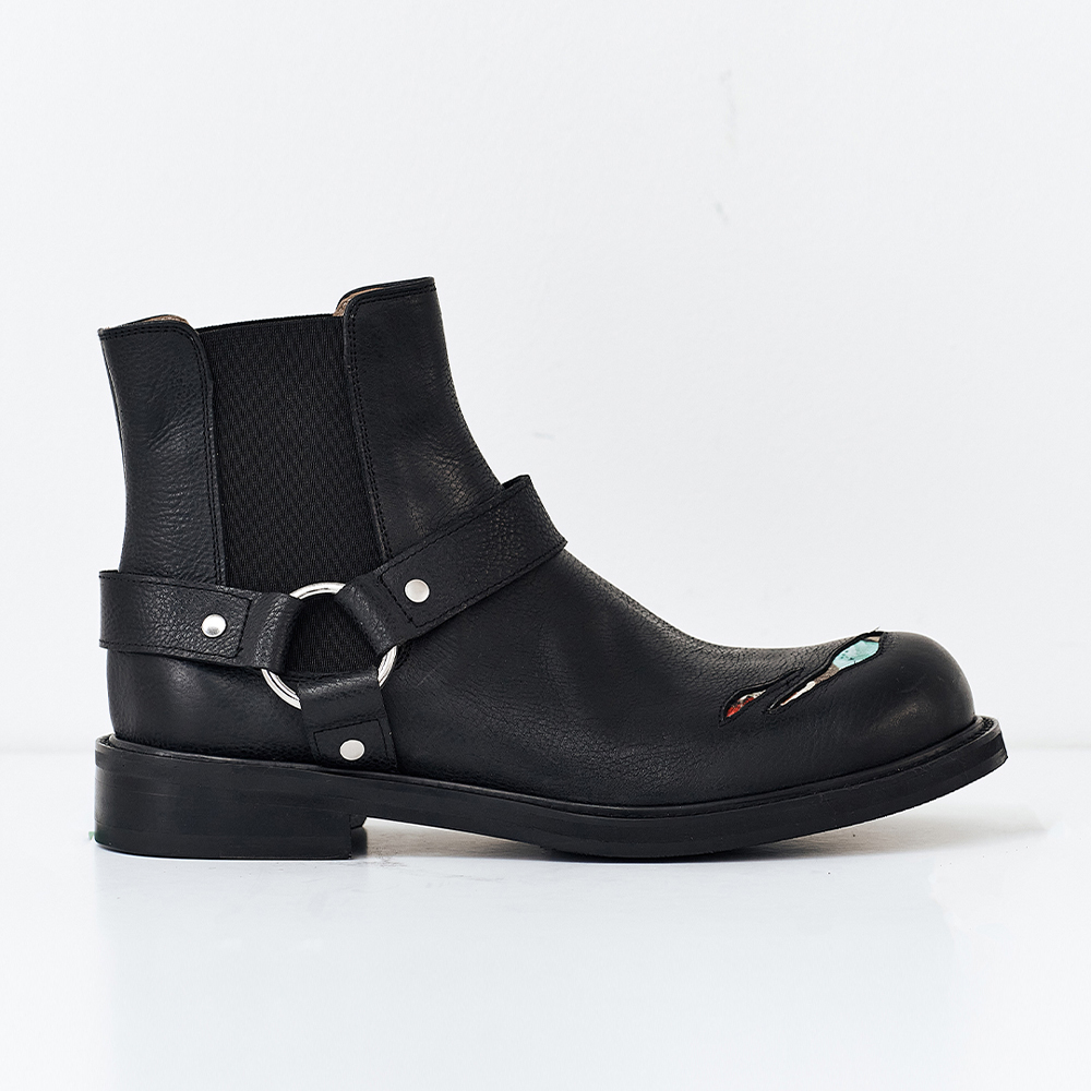 S25FW8000BK SEEN Teared Biker Boots Black