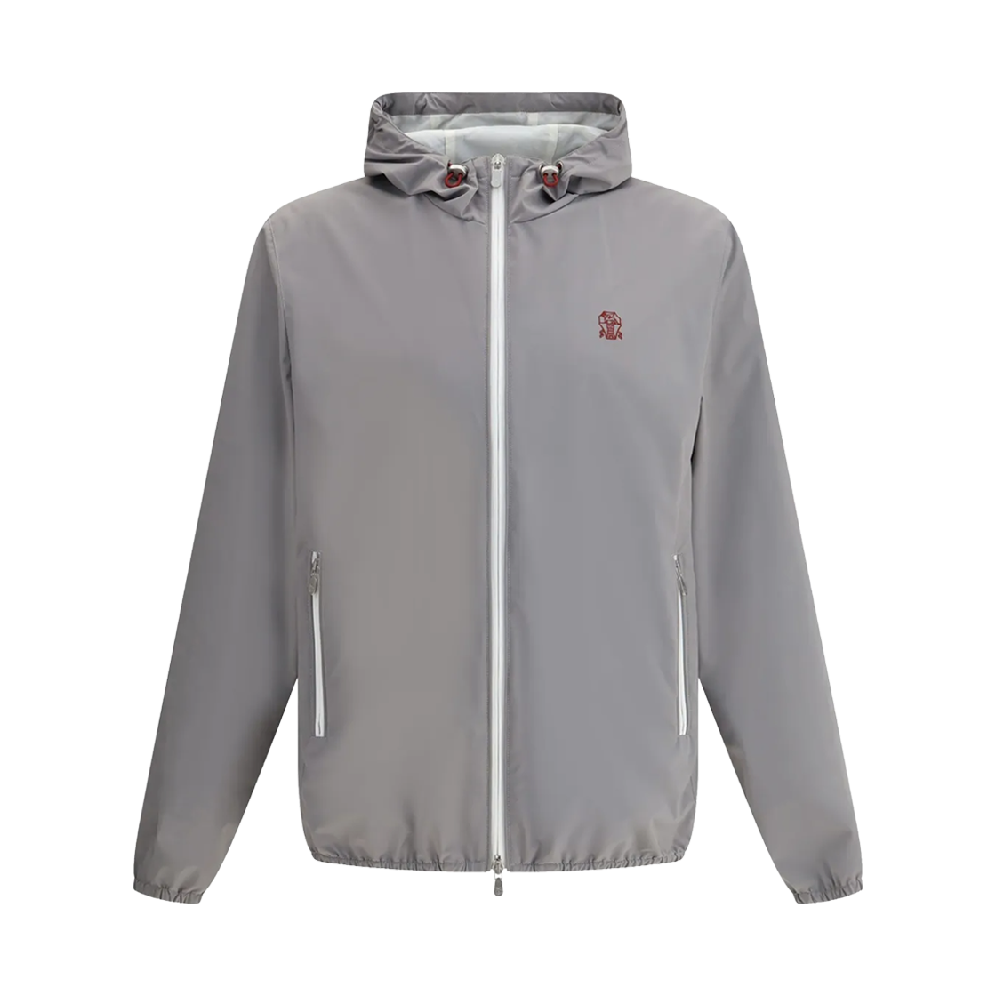 브루넬로 쿠치넬리 로고 본디드 나일론 후드 자켓 그레이(Brunello Cucinelli Bonded Nylon Hooded Jacket with Logo Grey)