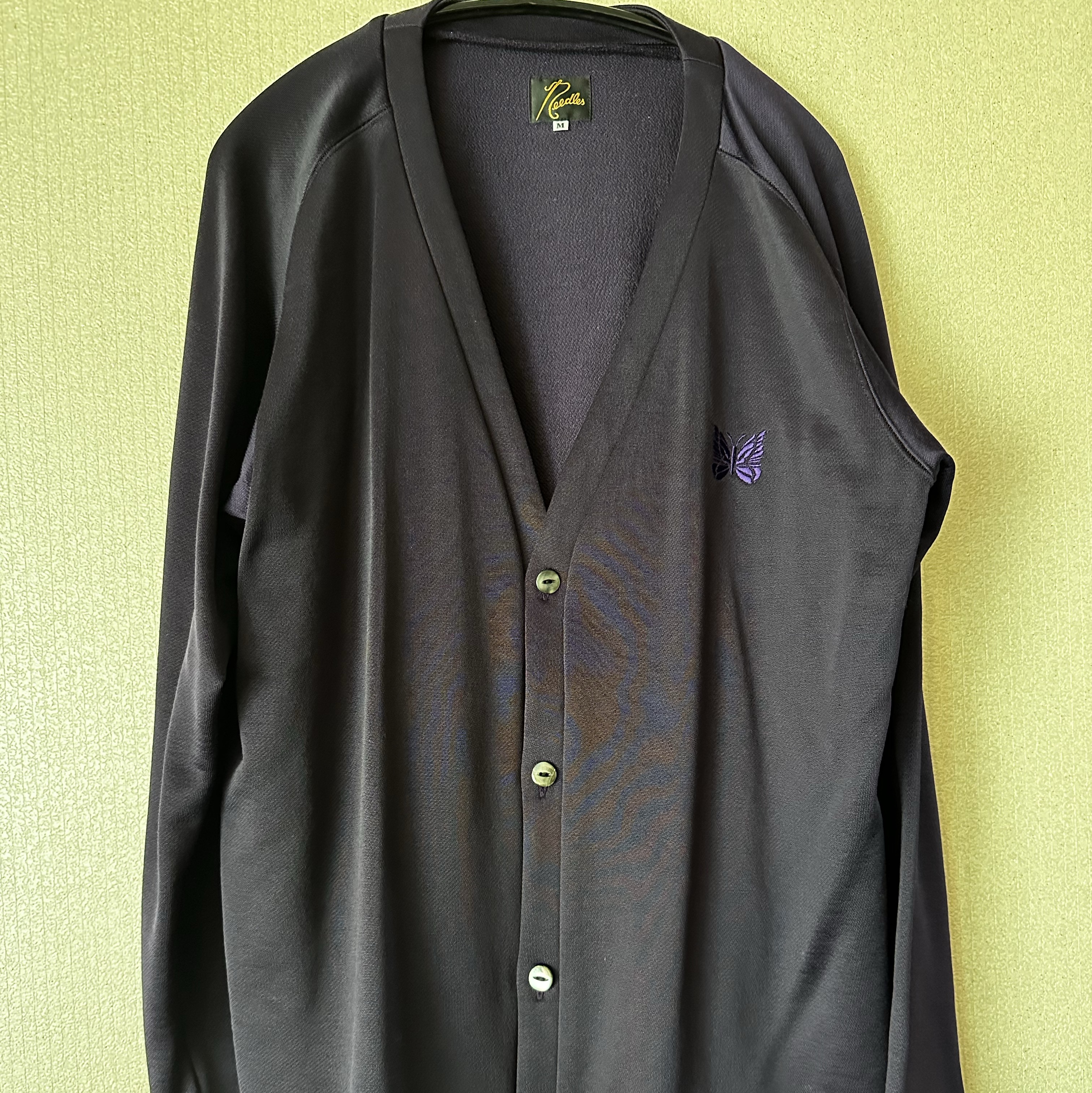 Needles V-Neck Cardigan C/PE Bright Jersey Eggplant 착용 스타일