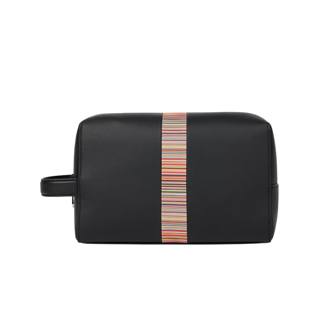 M1A-8042-CMULTI-79 Paul Smith Stripe Signature Leather Trim Wash Bag Black