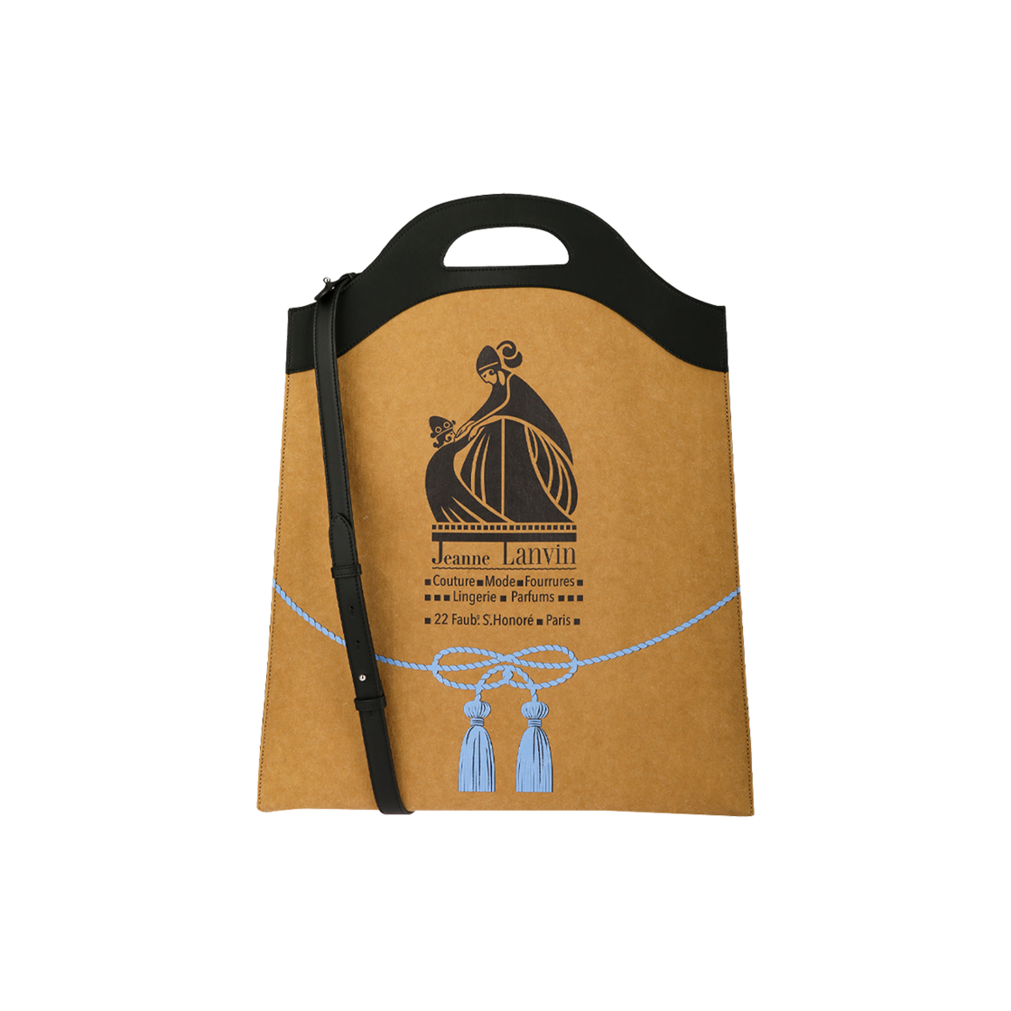 (W) 랑방 프린트 페이퍼 미디움 숄더백 브라운((W) Lanvin Print Paper Medium Shoulder Bag Brown)