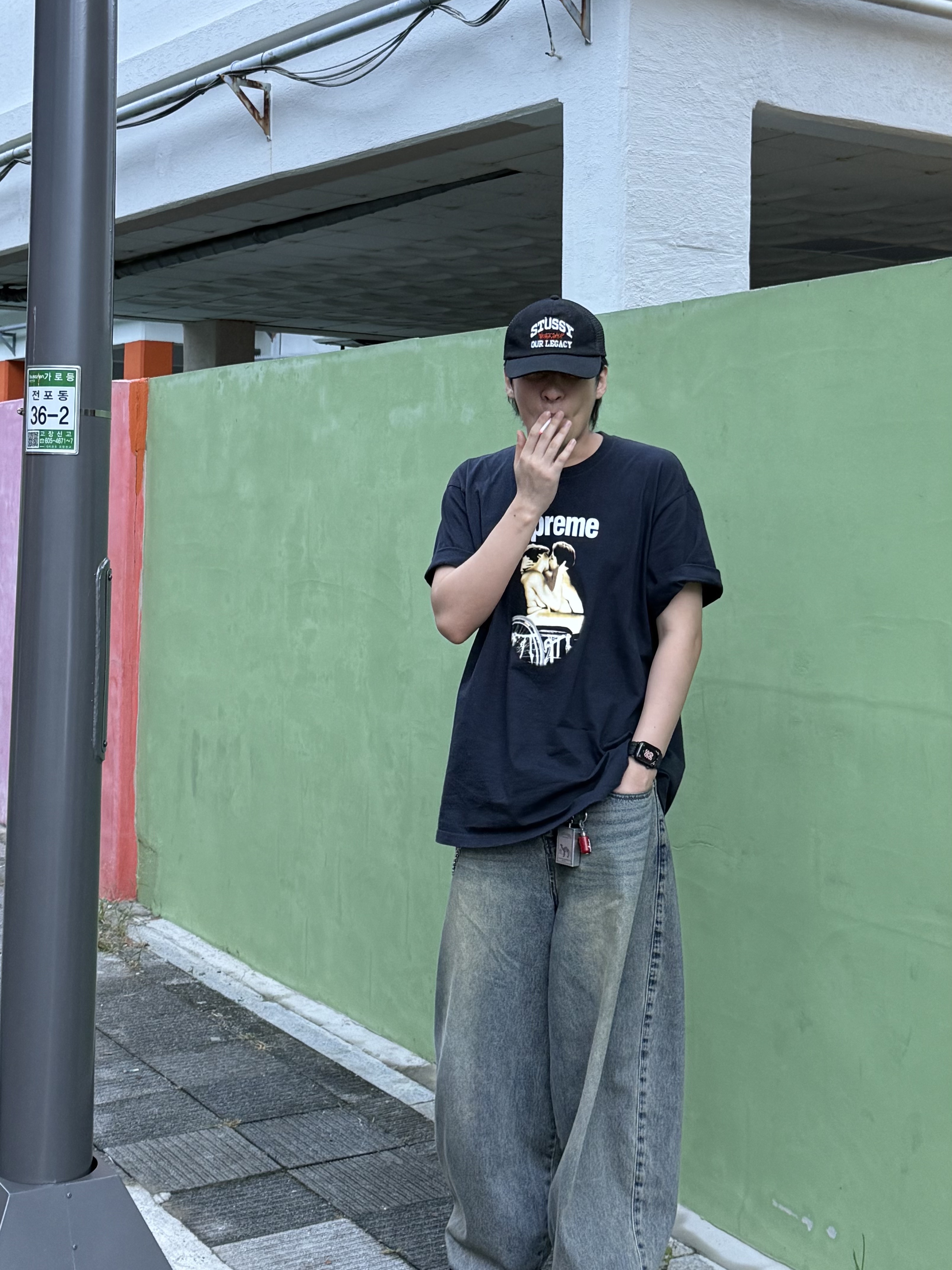 Stussy x Our Legacy Work Shop Low Profile Trucker Cap Black, Supreme Audubon Bird Call Red - 20SS 착용 스타일